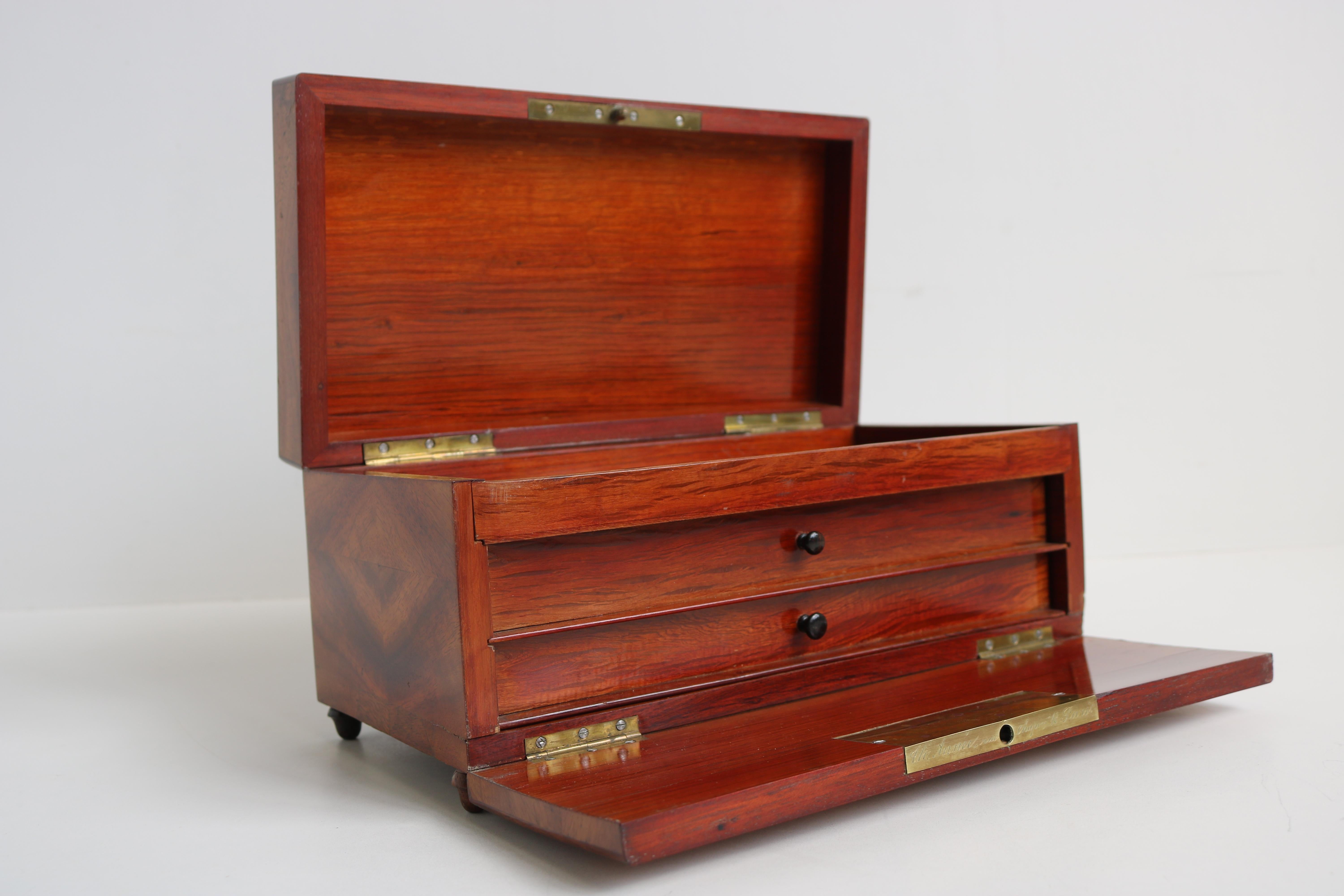 Antique 19th Century French Jewelry Box by Théodore Année in Kingwood / Walnut 2
