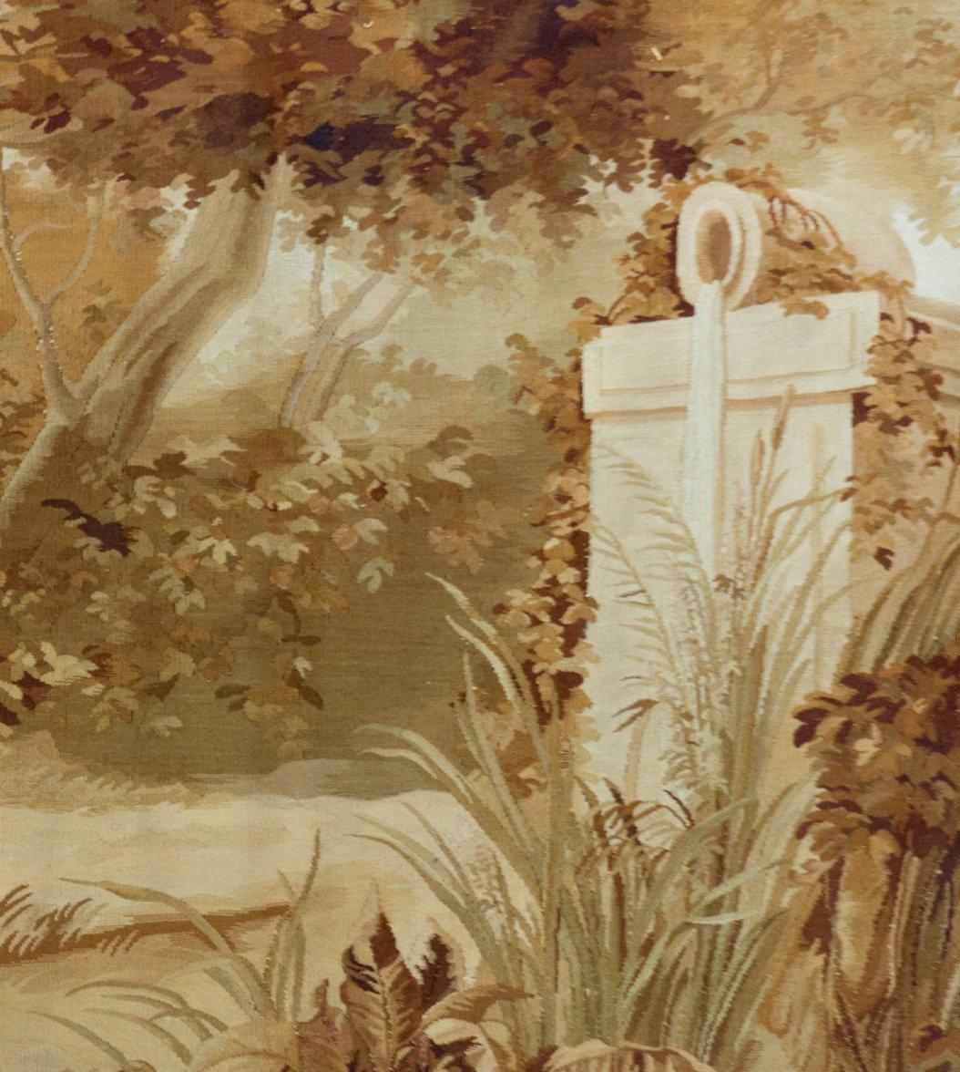 Aubusson Tapisserie ancienne française du 19ème siècle - Paysage Verdure en vente