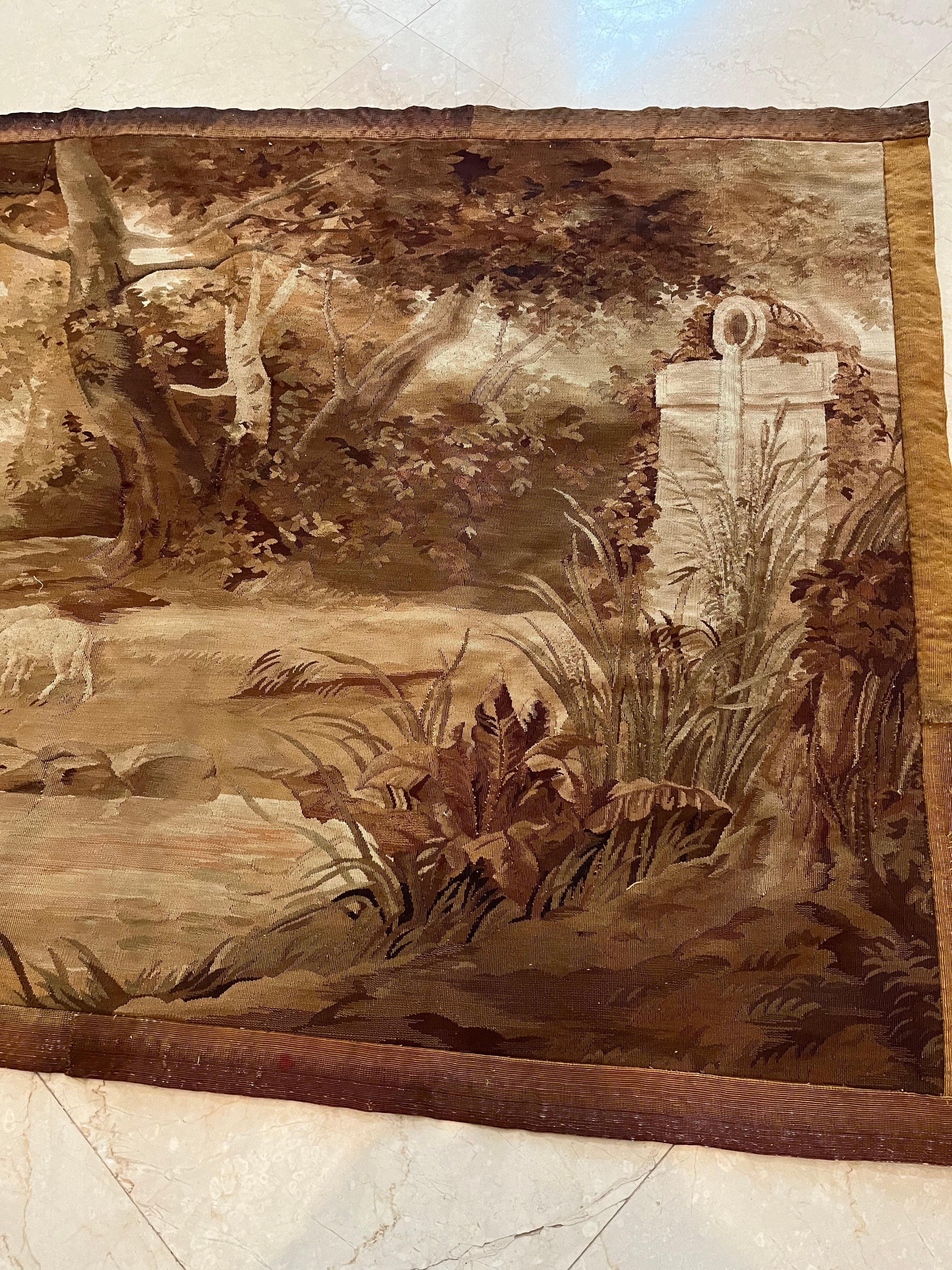 Antiker französischer Landschafts-Verdure-Wandteppich, 19. Jahrhundert im Zustand „Gut“ im Angebot in New York, NY