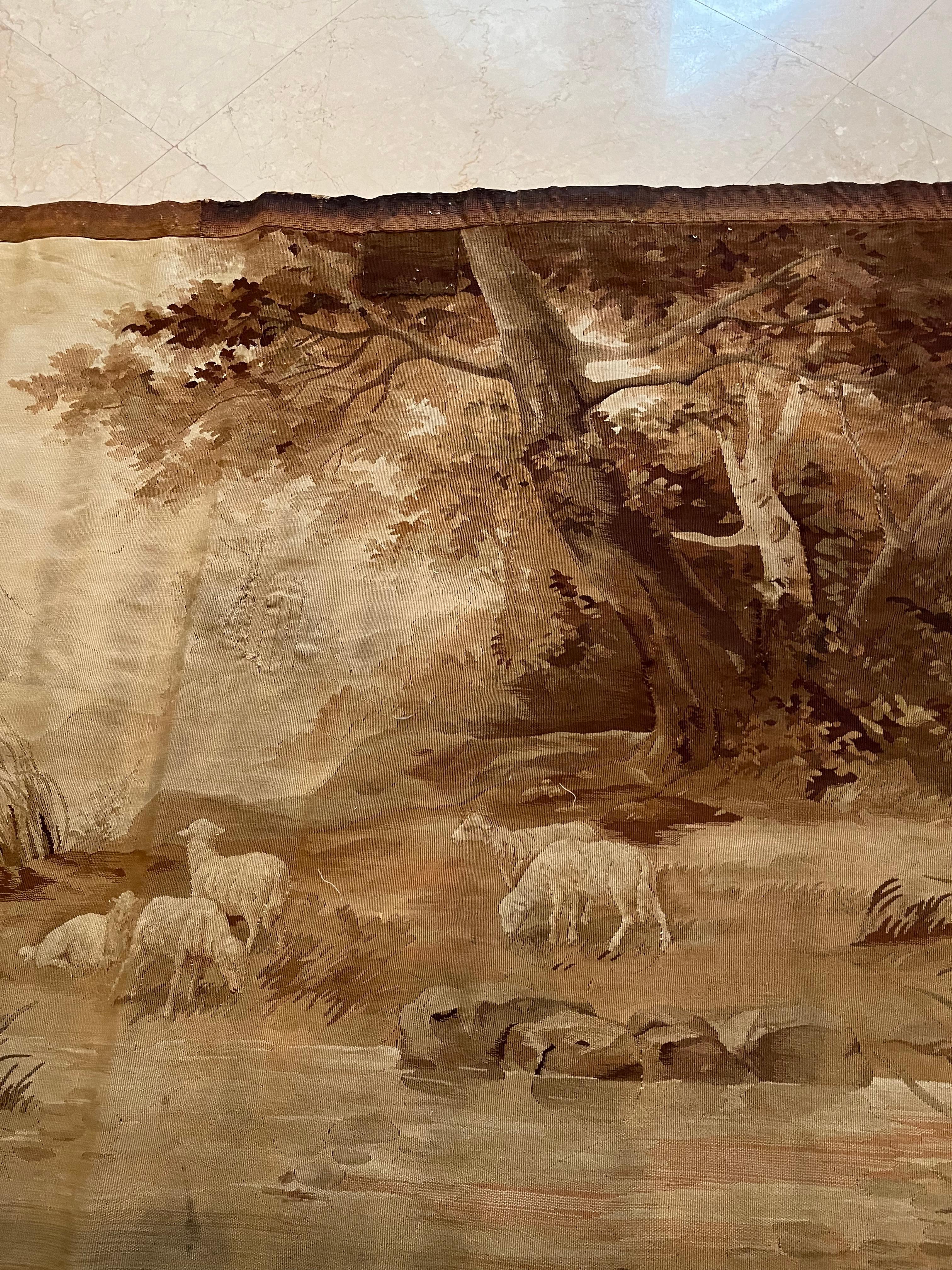 XIXe siècle Tapisserie ancienne française du 19ème siècle - Paysage Verdure en vente