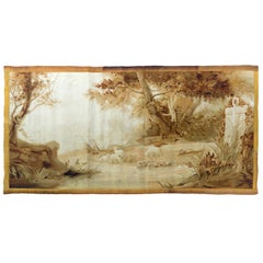 Antique 19th Century French Landscape Verdure Tapiz