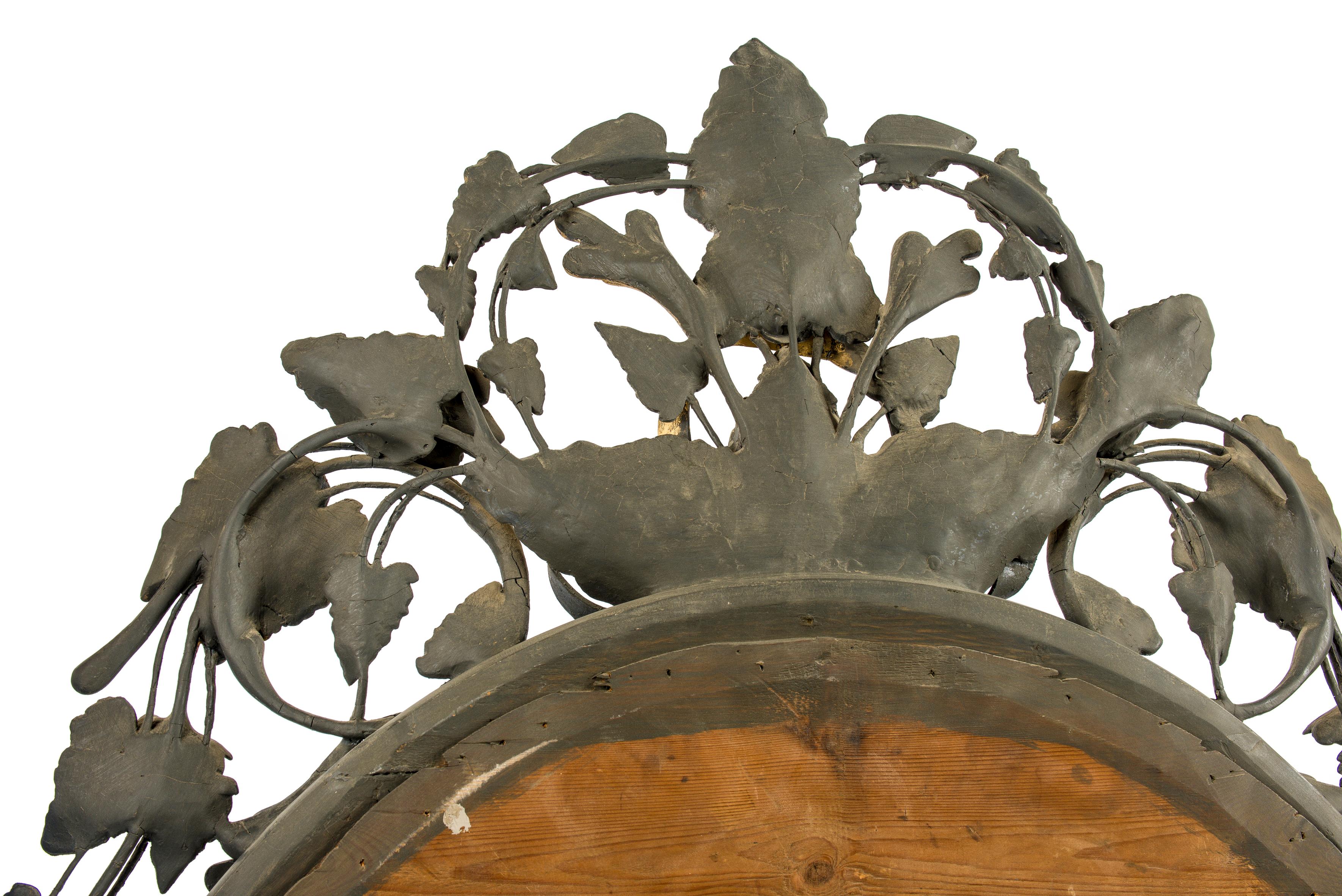 Antike 19. Jahrhundert Französisch großen Maßstab Oval Gold vergoldet Spiegel mit Crest im Angebot 5