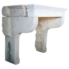 Antique 19th Century French Limestone Fireplace