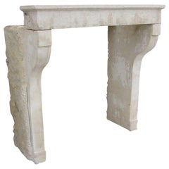 Antique 19th Century French Limestone Fireplace