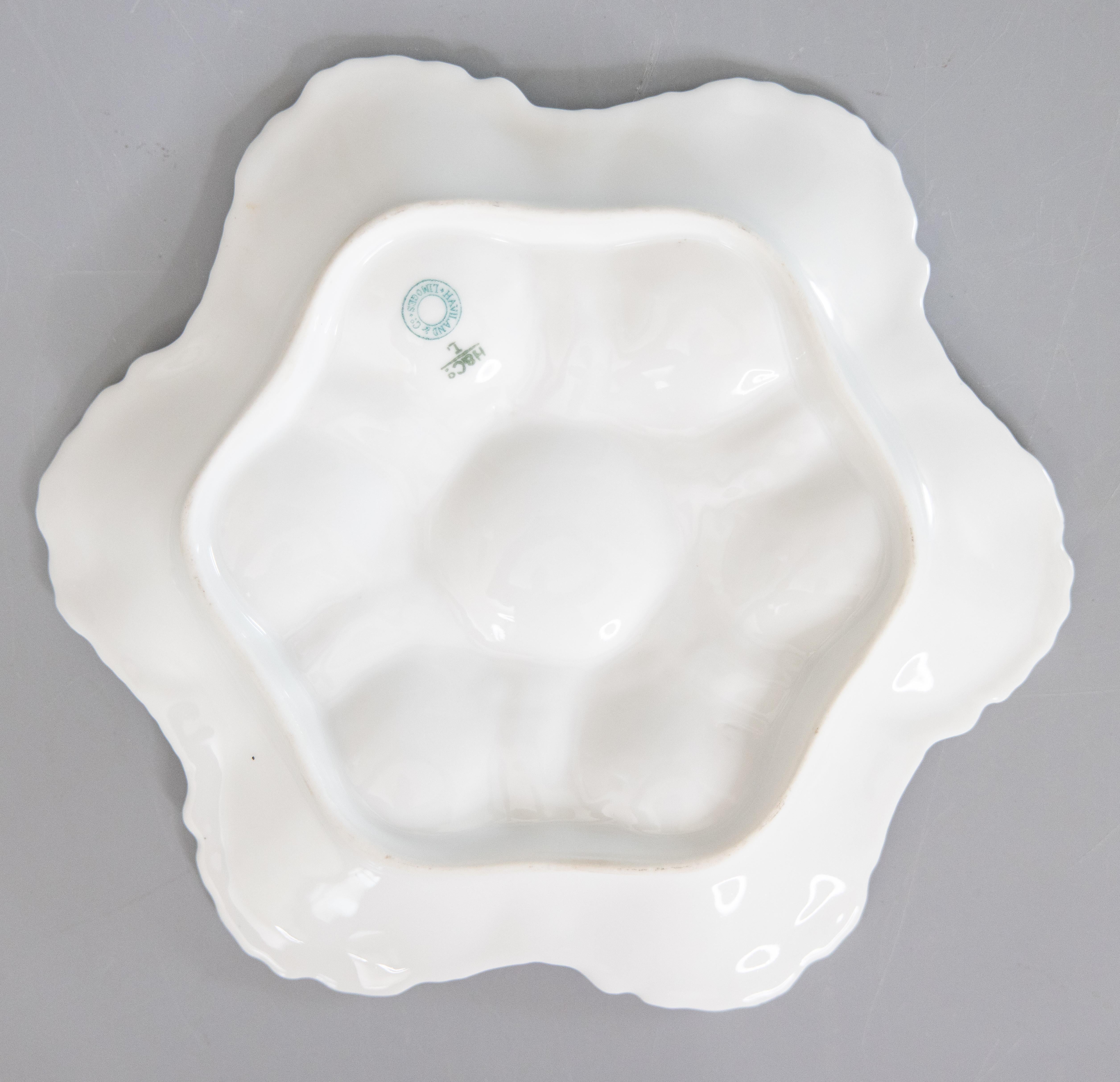 Antiguo Plato de Ostra Floral de Porcelana de Limoges Francesa del Siglo XIX Francés en venta