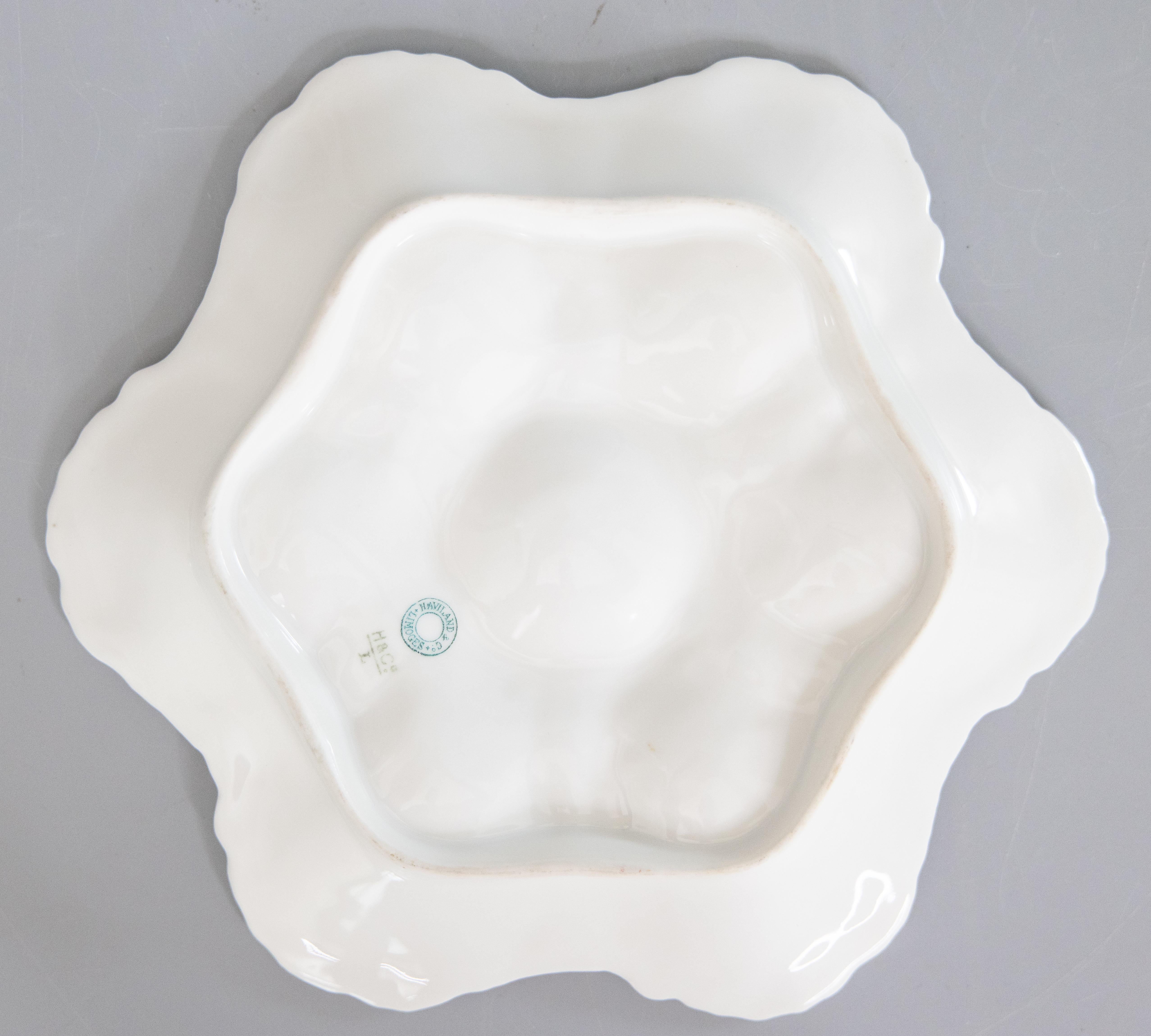 Antiguo Plato de Ostra Floral de Porcelana de Limoges Francesa del Siglo XIX Francés en venta