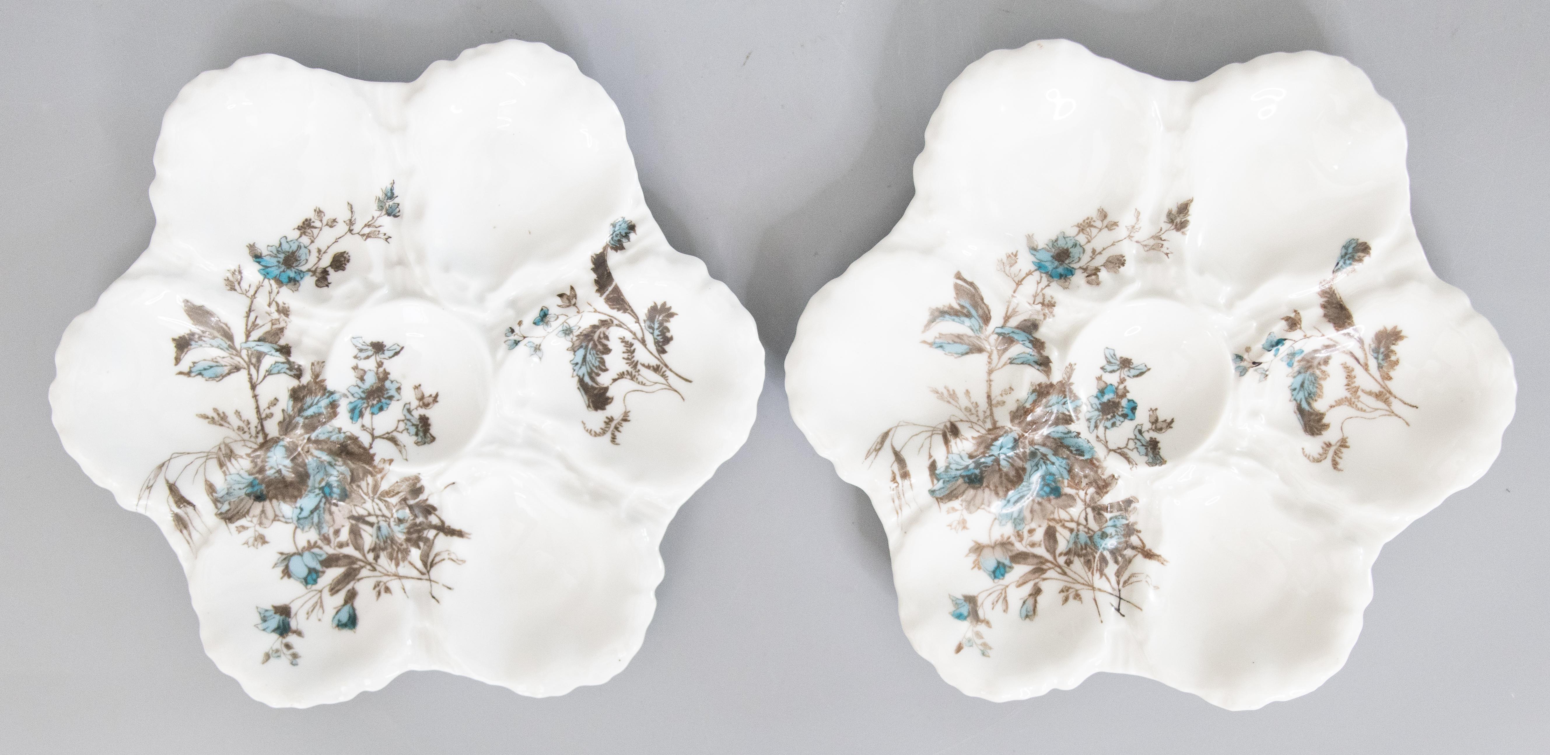 Antiguo Plato de Ostra Floral de Porcelana de Limoges Francesa del Siglo XIX en Bueno estado para la venta en Pearland, TX