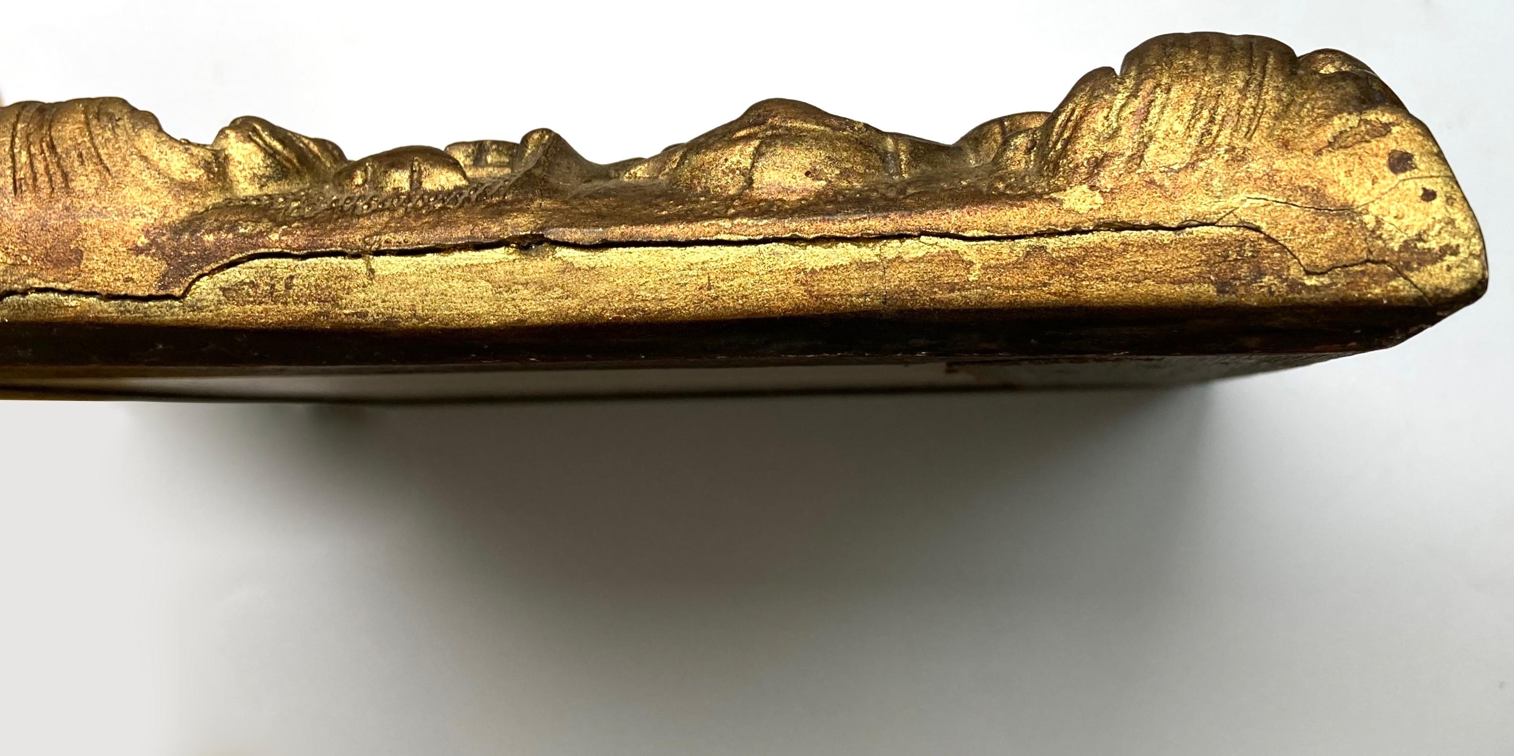 Antique miroir mural français du 19ème siècle de style Louis XIV en bois doré en vente 1