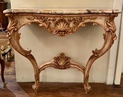 Antique 19th Century French Louis XV Console Table with Original Marble.