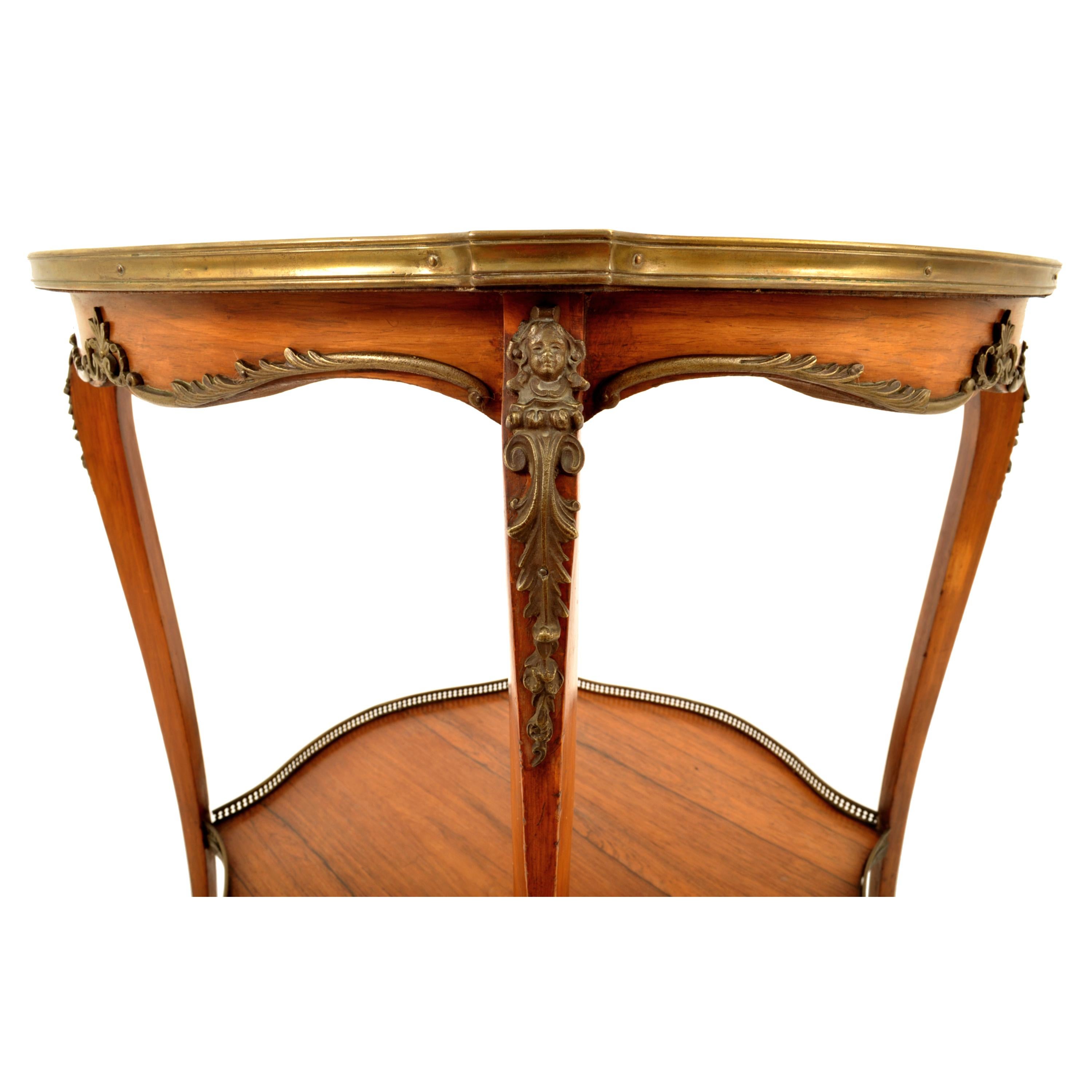 Antique 19th Century French Louis XV Marquetry & Ormolu Side Center Table 1880 1