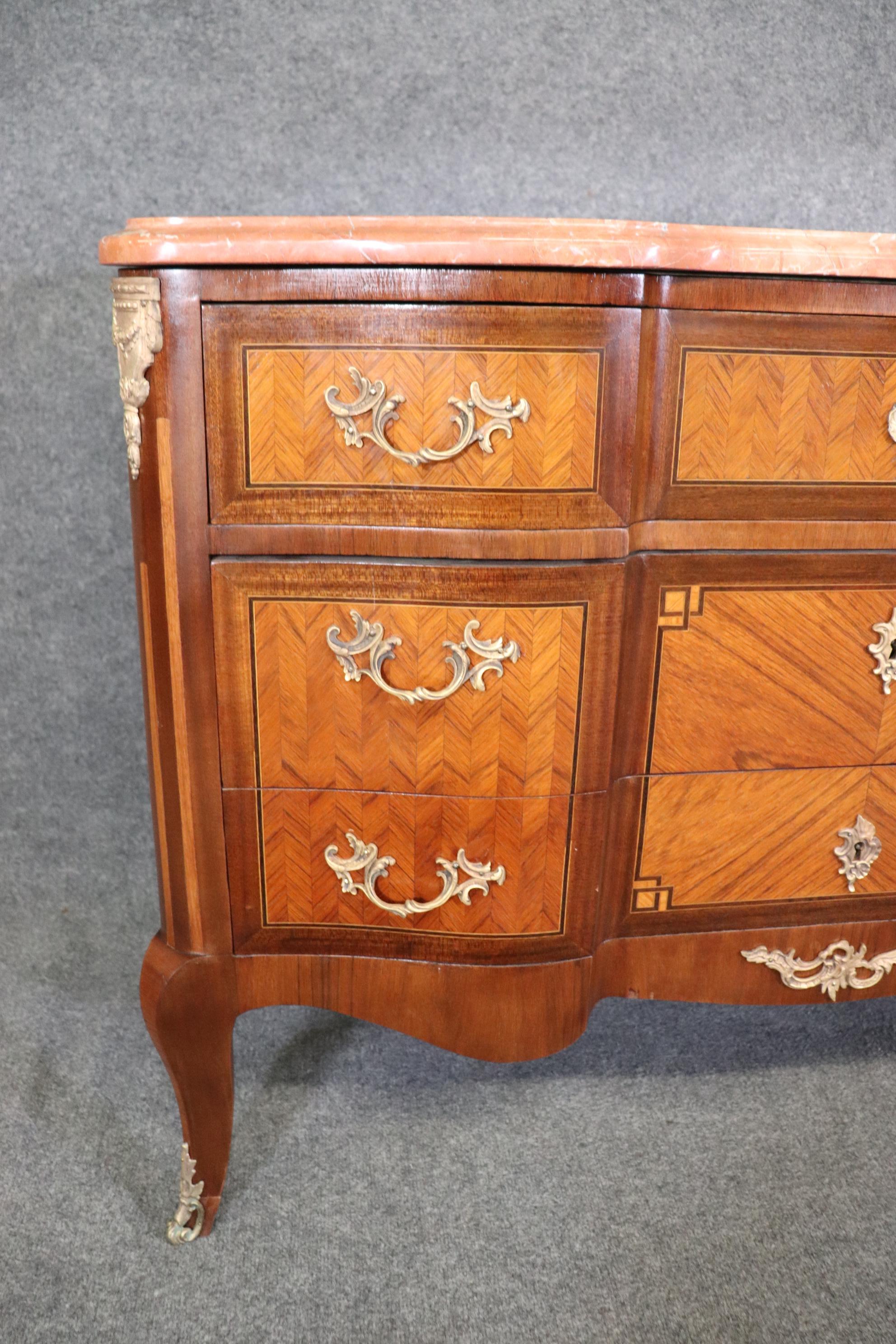 Antique 19th Century French Louis XV Rococo Style Marble Top Commode For Sale 9