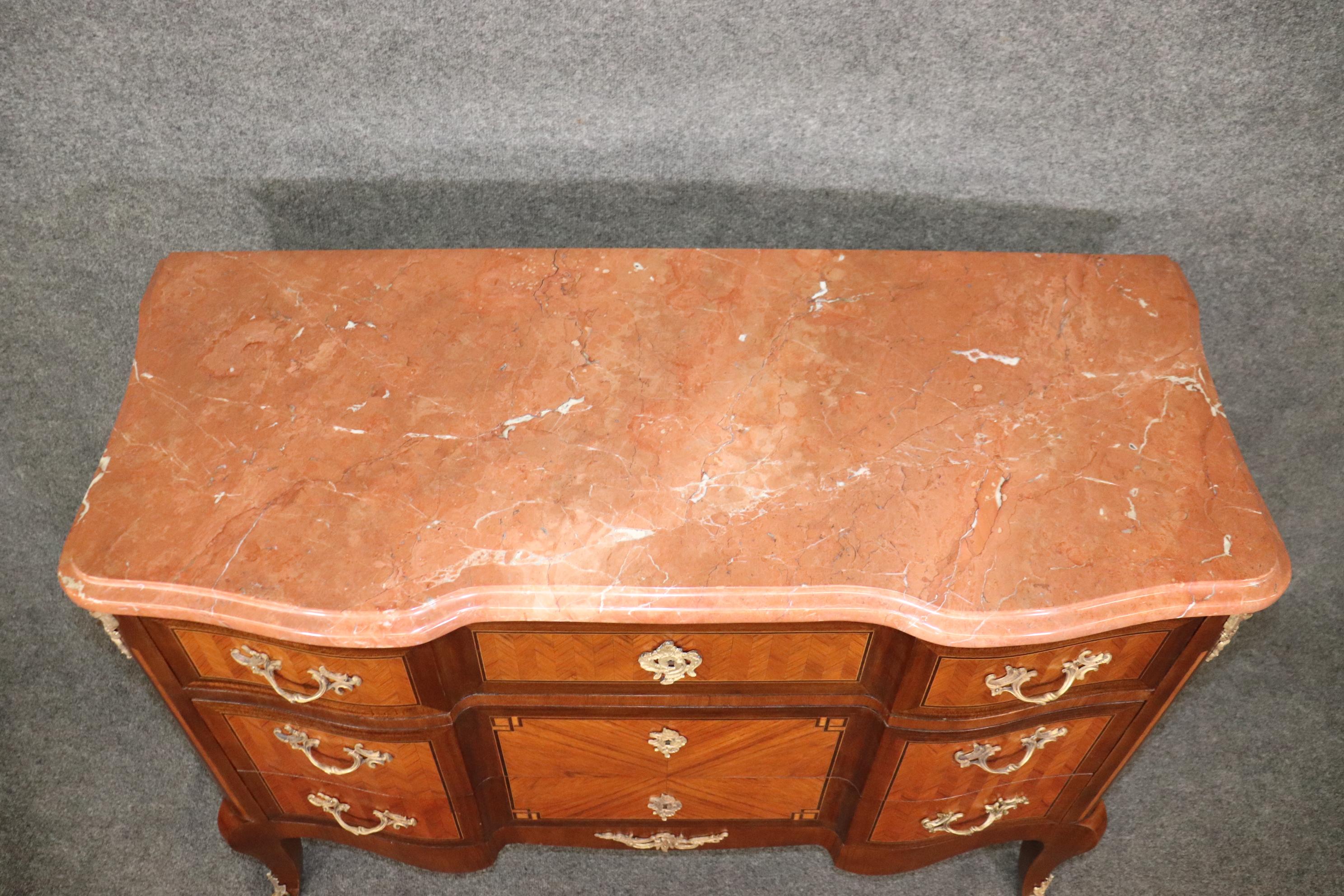 Antique 19th Century French Louis XV Rococo Style Marble Top Commode For Sale 1
