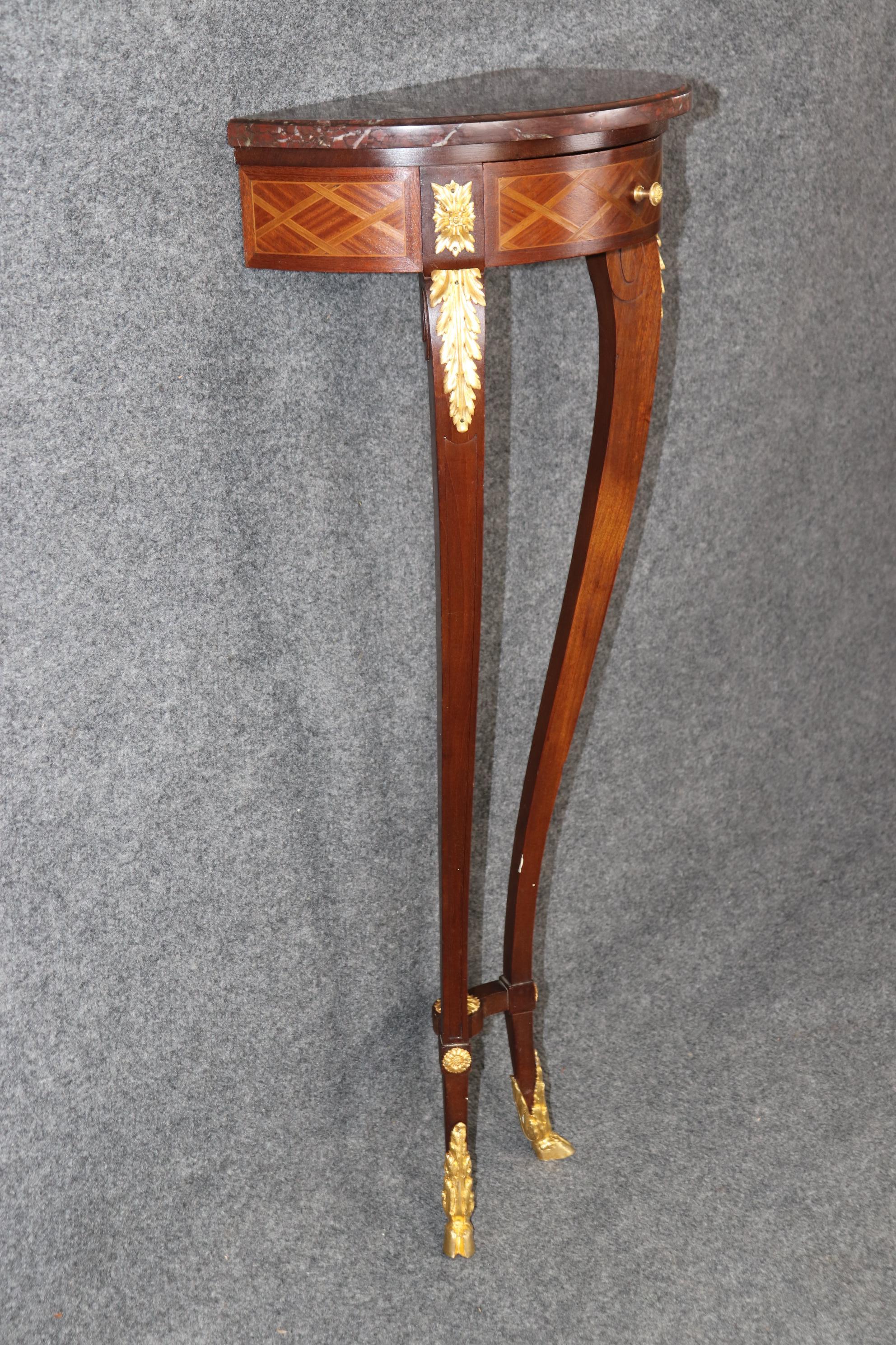 Antique 19th Century French Louis XV Style Bronze Mounted Marble Top Console In Good Condition In Swedesboro, NJ