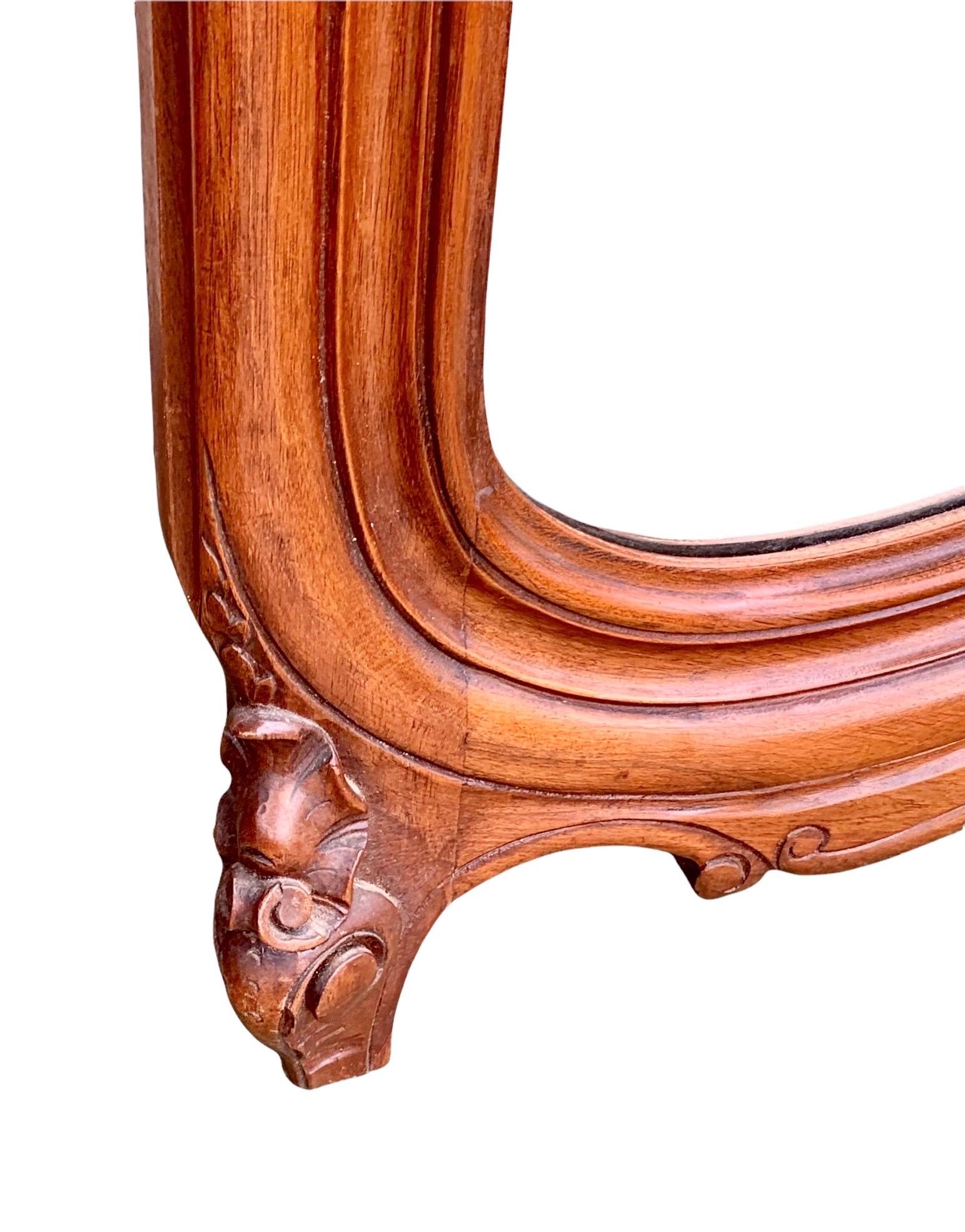 Hand-Carved Antique 19th Century French Louis XV Style Carved Beech over Mantle Mirror For Sale