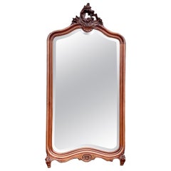 Antique French del 19° secolo, stile Luigi XV, Specchio da camino in faggio intagliato
