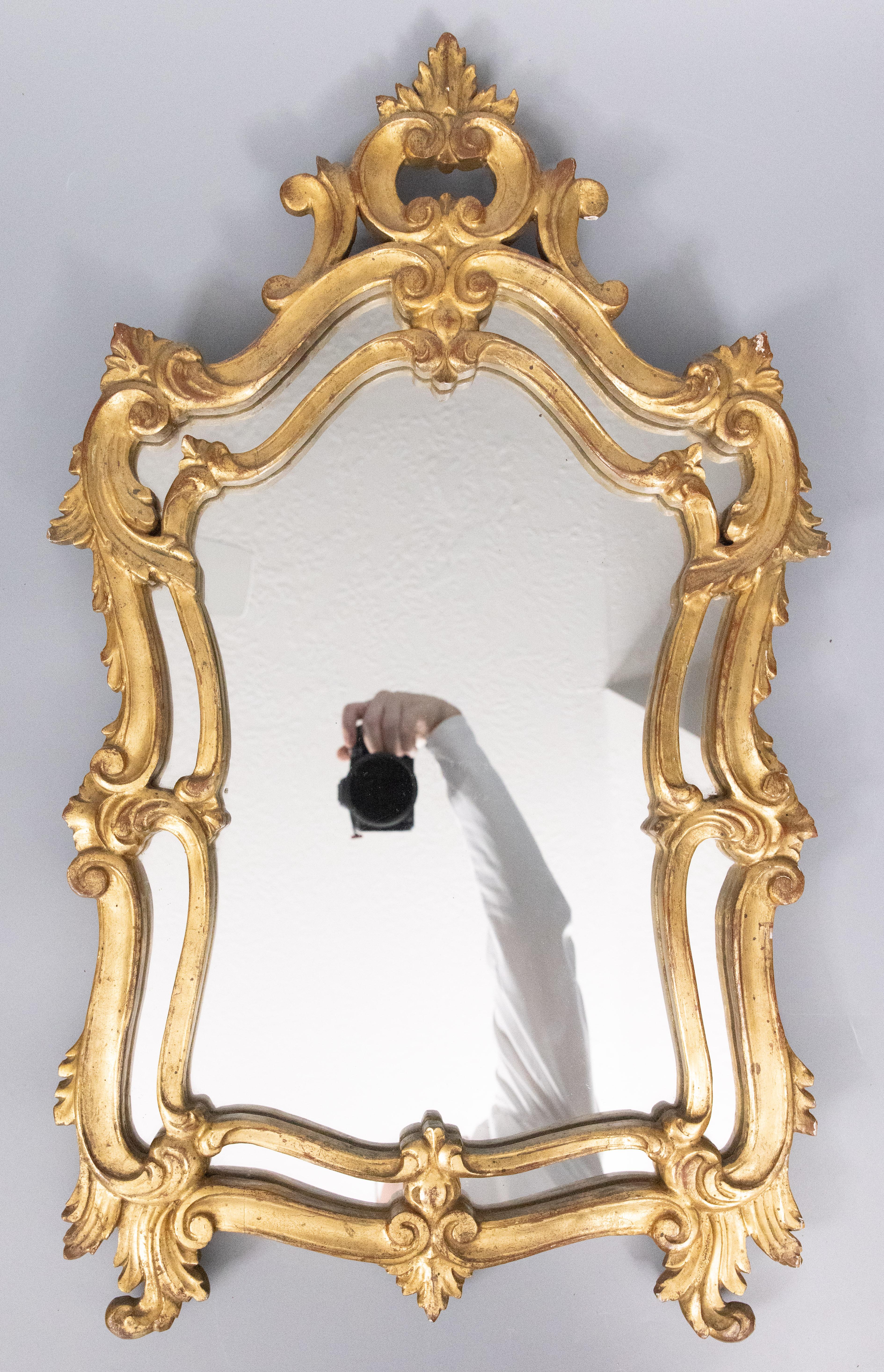 Antique French del XIX secolo, specchio in legno dorato in stile Luigi XV in vendita 1