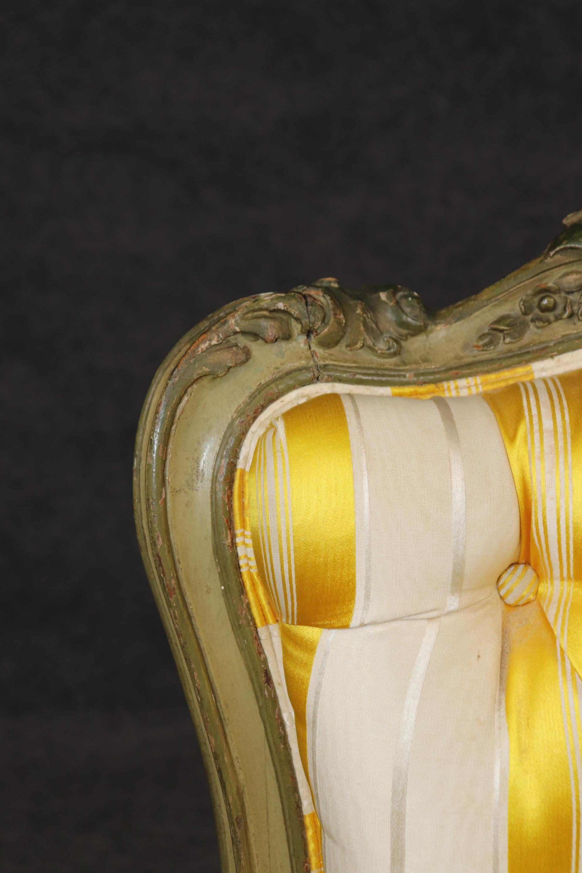 Antique 19th Century French Louis XV Style Paint Decorated Side Chair For Sale 8