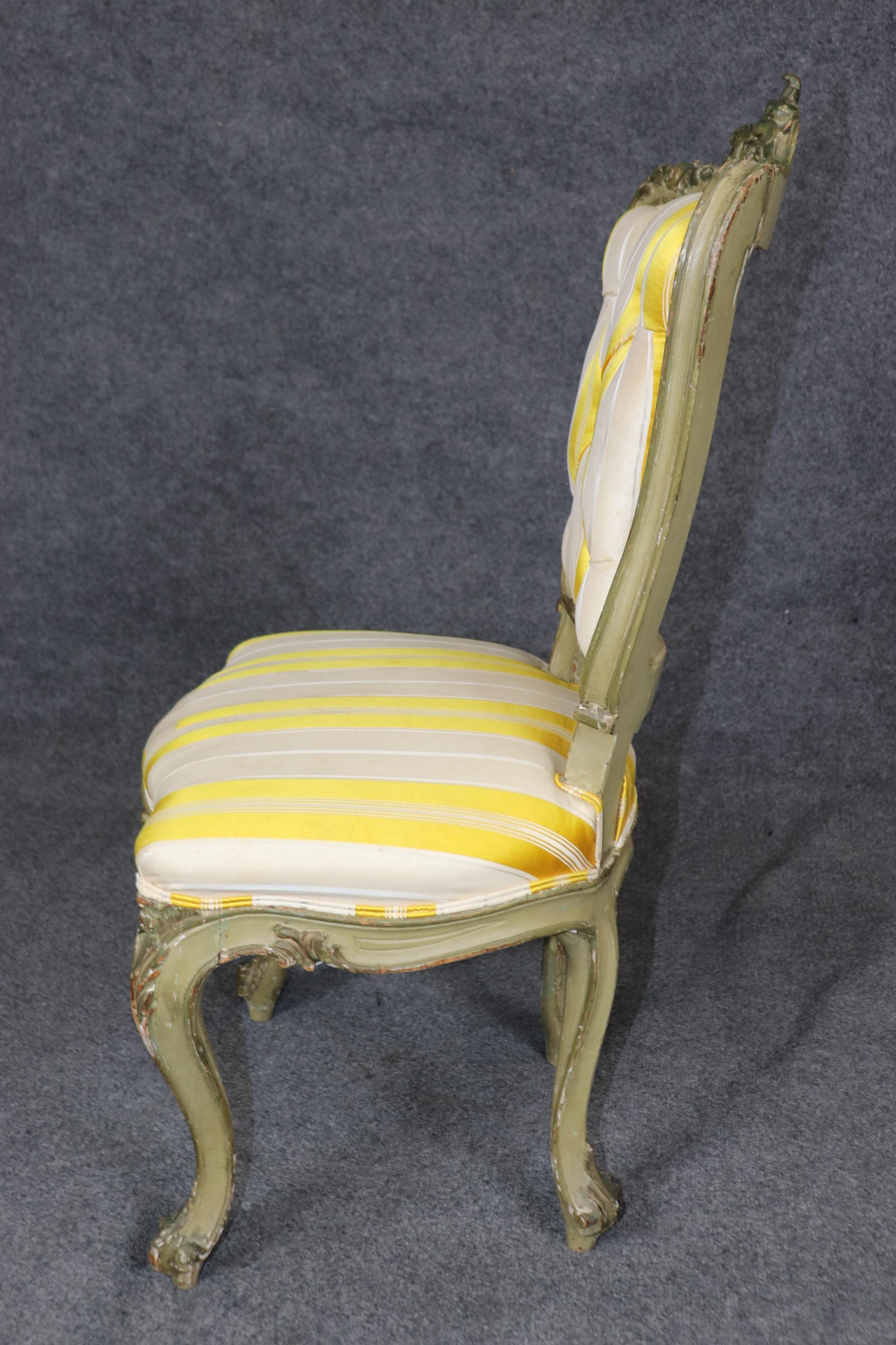 Hand-Painted Antique 19th Century French Louis XV Style Paint Decorated Side Chair For Sale