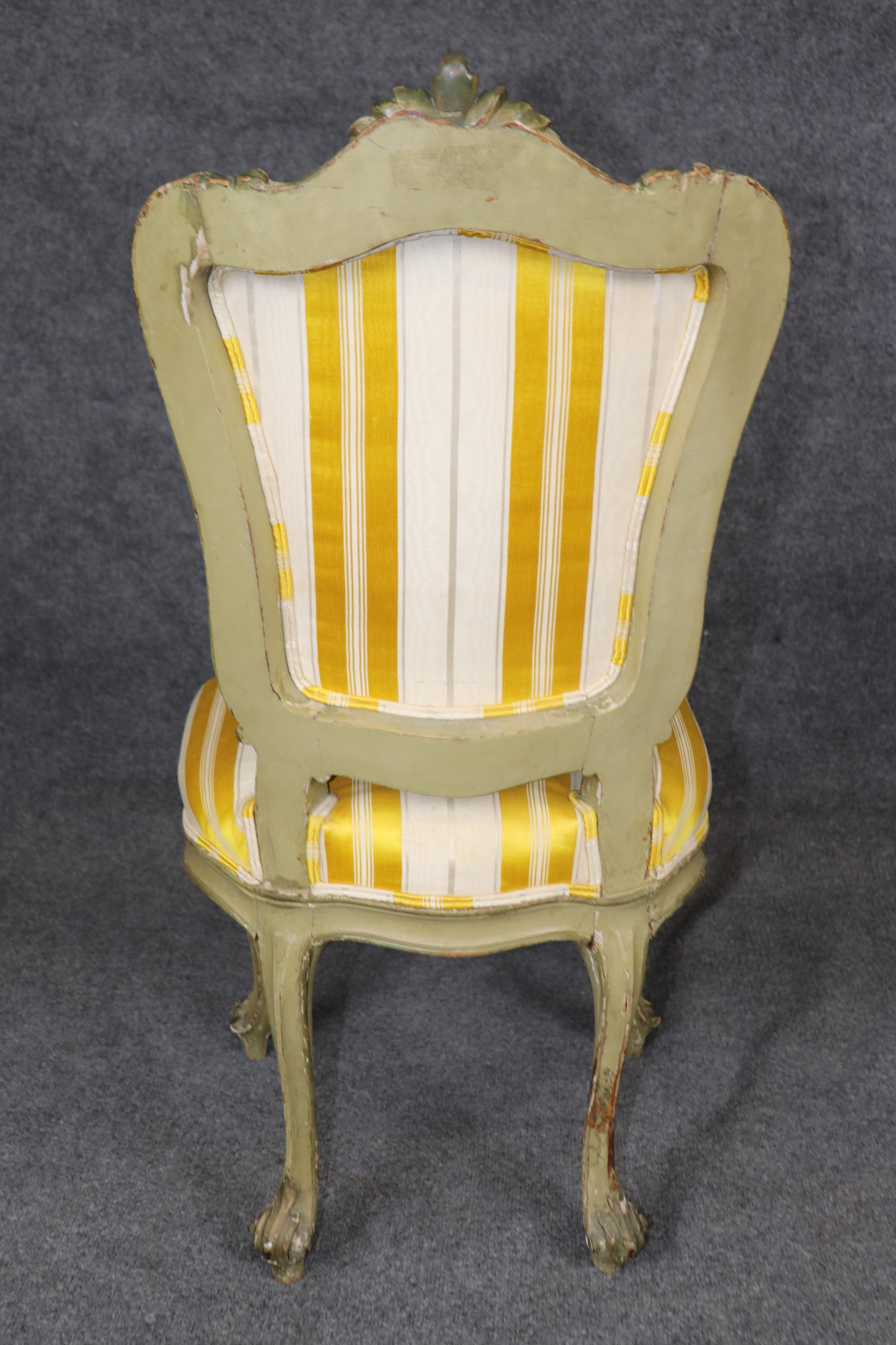 Antique 19th Century French Louis XV Style Paint Decorated Side Chair In Good Condition For Sale In Swedesboro, NJ