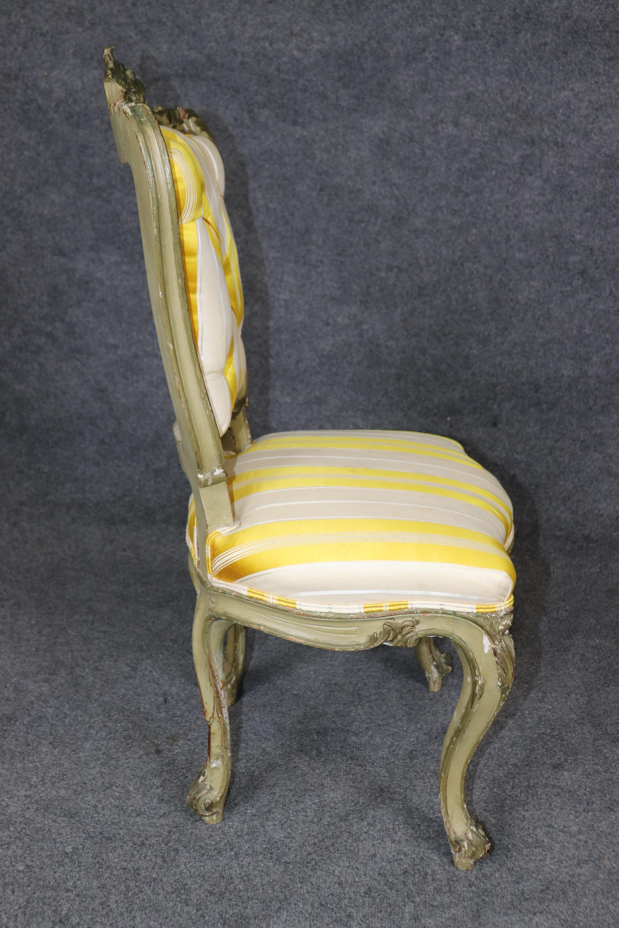Upholstery Antique 19th Century French Louis XV Style Paint Decorated Side Chair For Sale