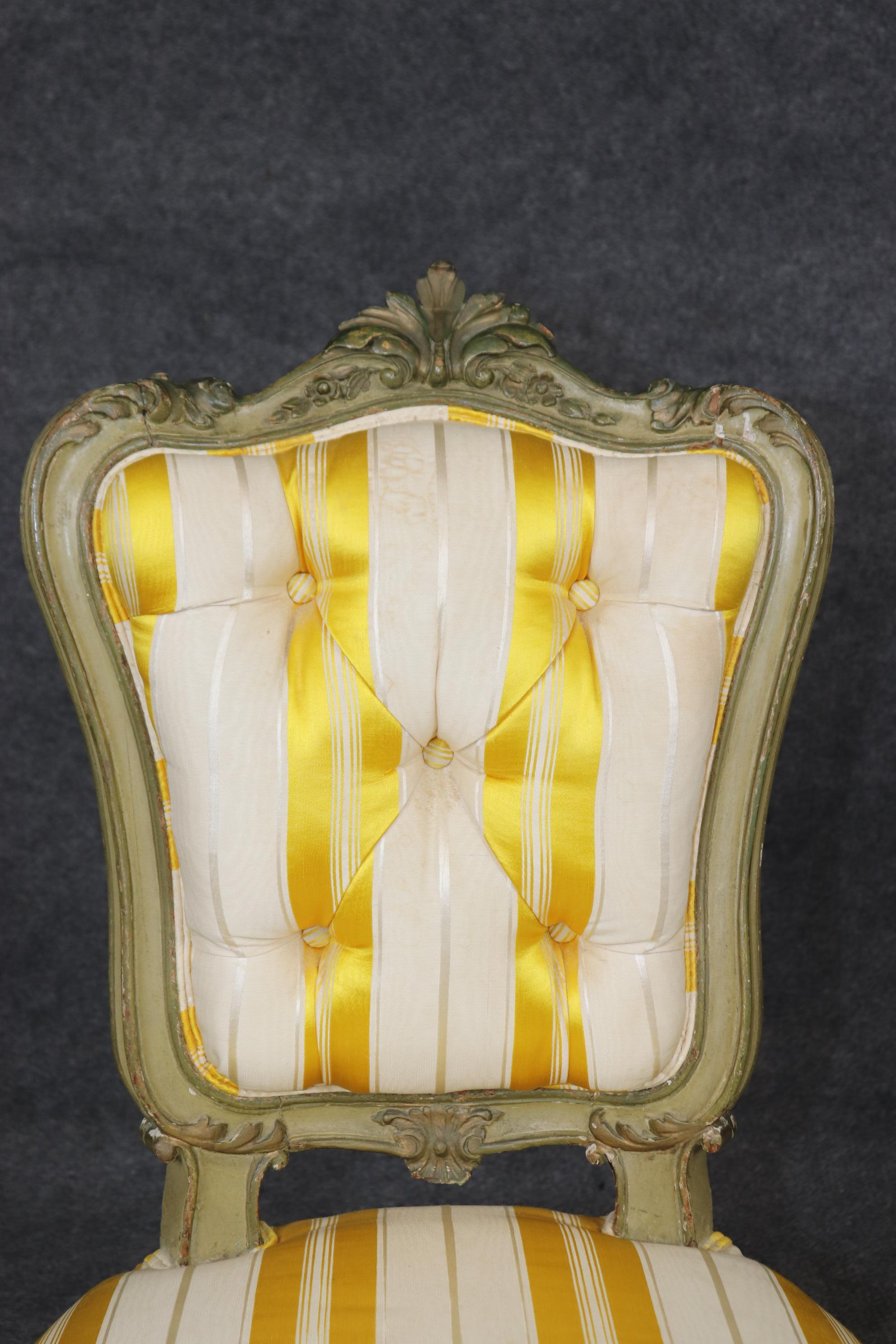 Antique 19th Century French Louis XV Style Paint Decorated Side Chair For Sale 1