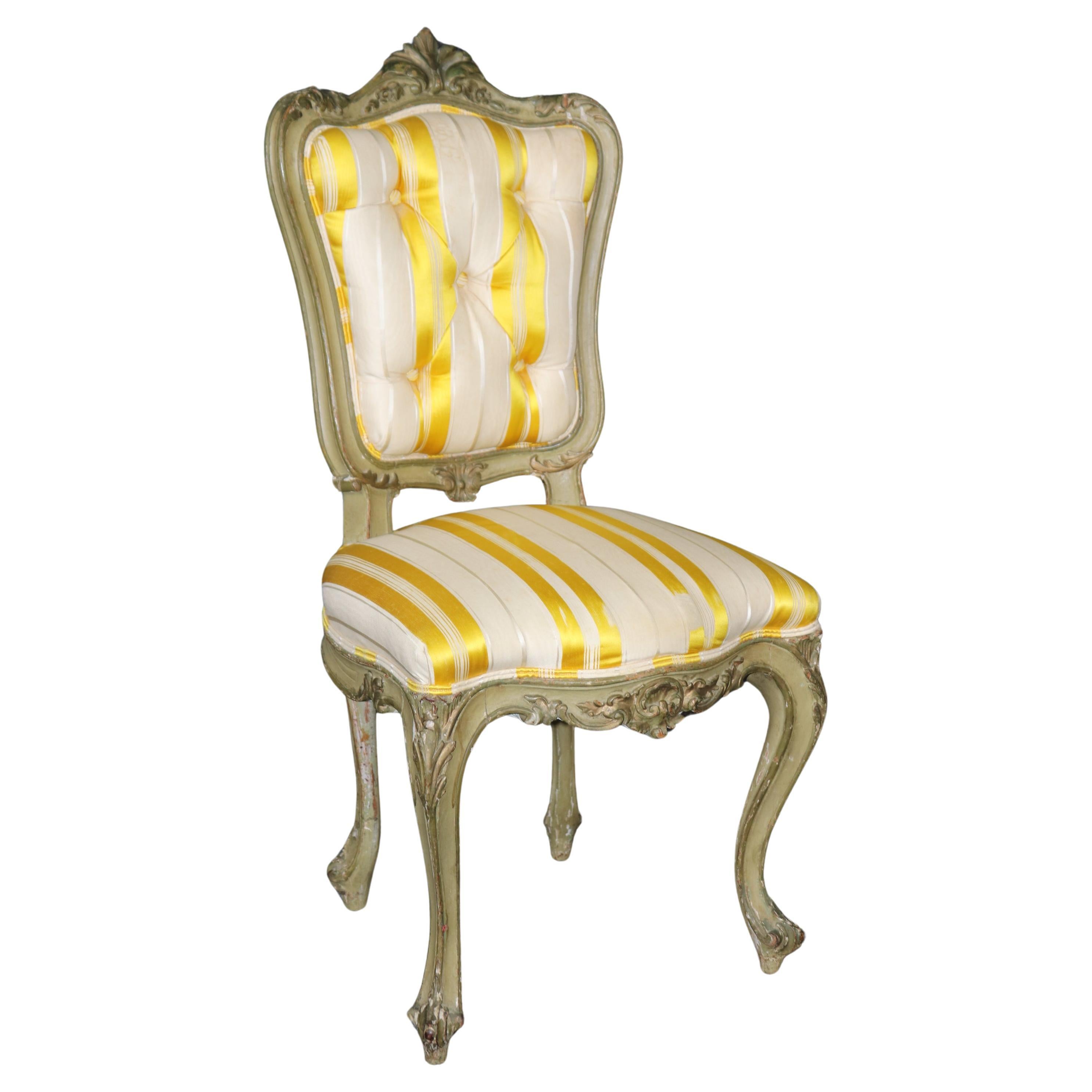 Antique 19th Century French Louis XV Style Paint Decorated Side Chair