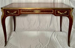 Antique 19th Century French Louis XVI Mahogany & Gold Bronze "Bureau Plat" Desk.