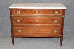 Antique 19th Century French Louis XVI Style Bronze Mounted Marble Top Commode