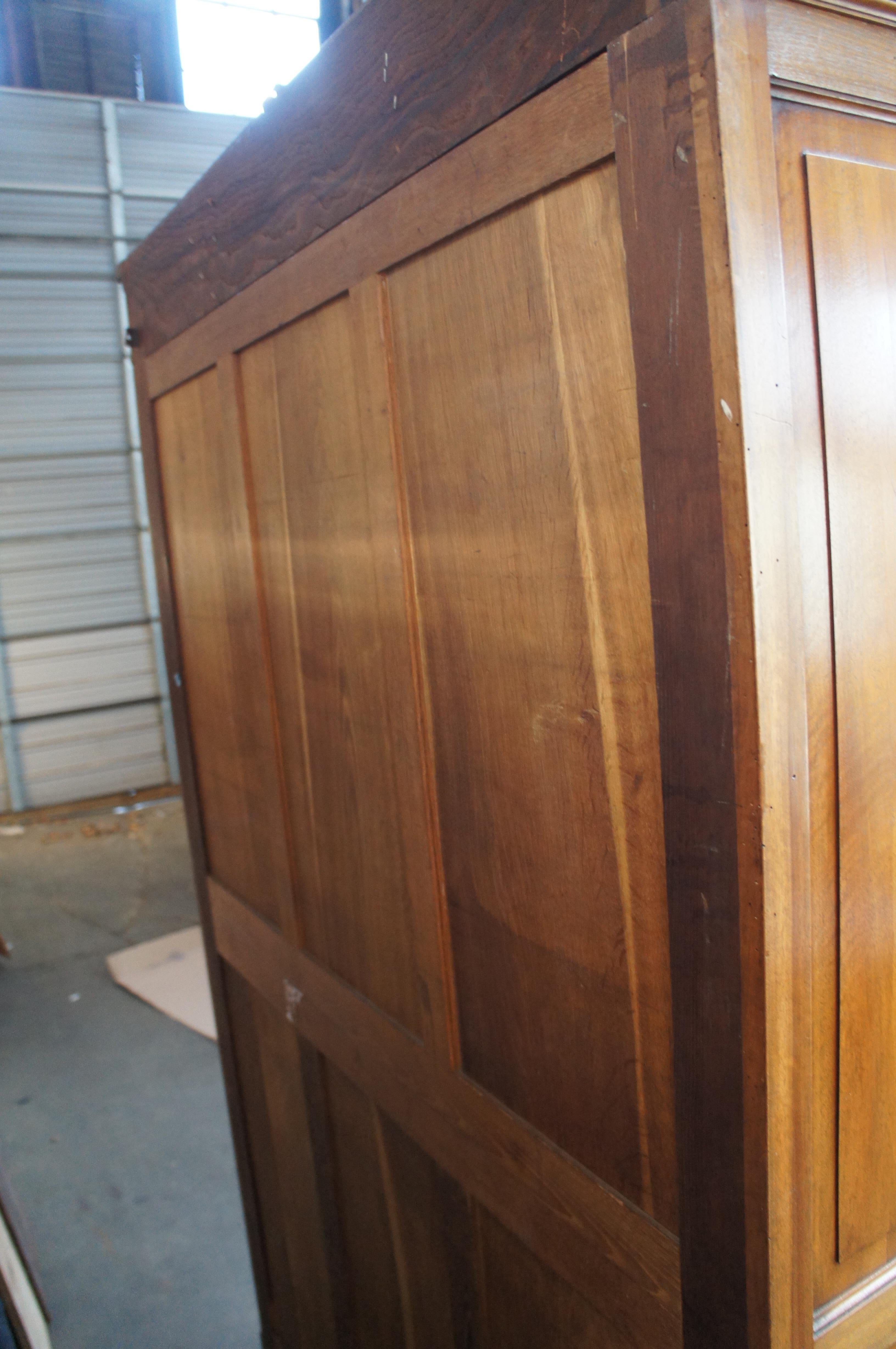Antique 19th Century French Louis XVI Walnut Carved Armoire Wardrobe Linen Press 9