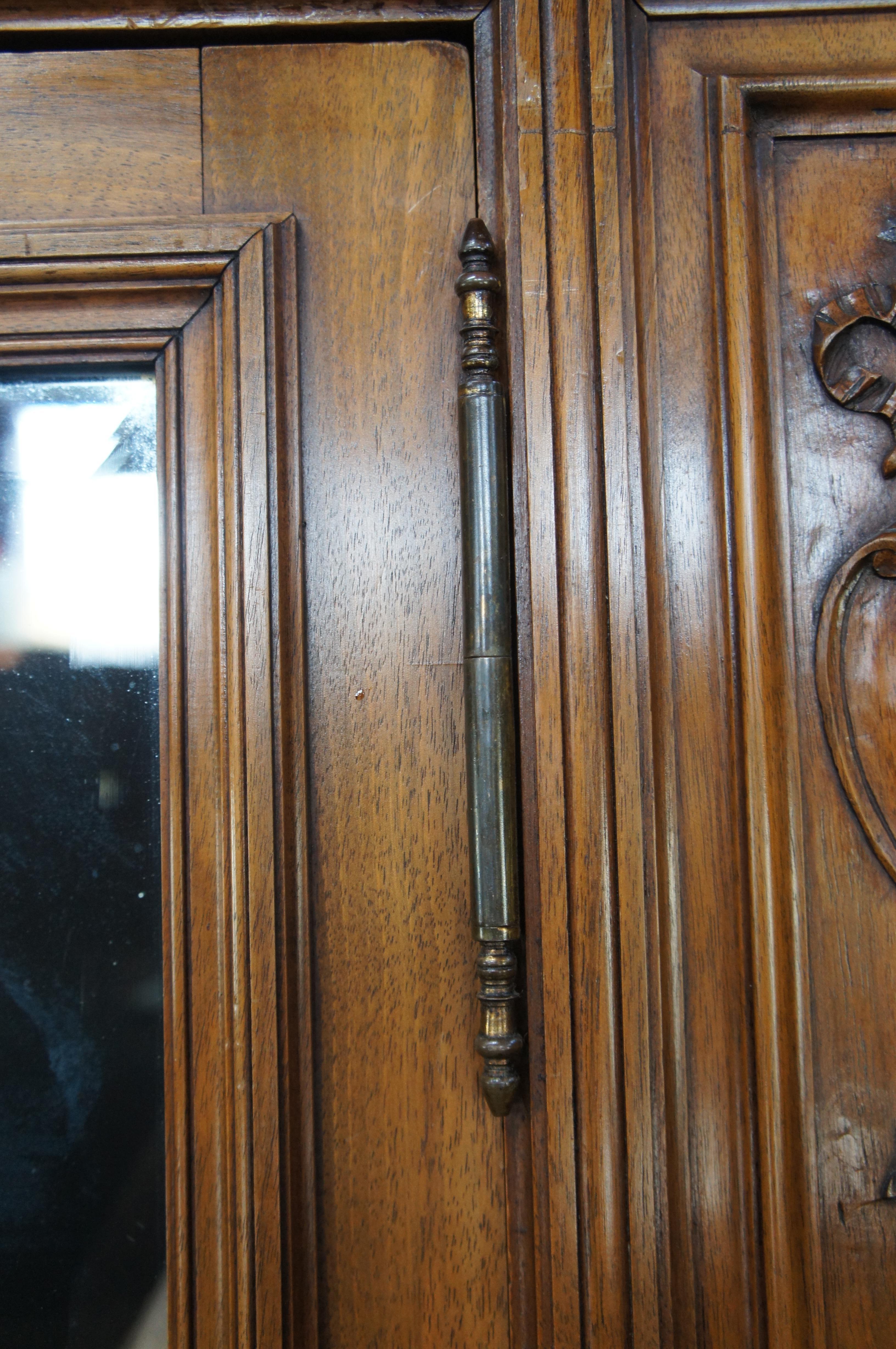 Antique 19th Century French Louis XVI Walnut Carved Armoire Wardrobe Linen Press 13