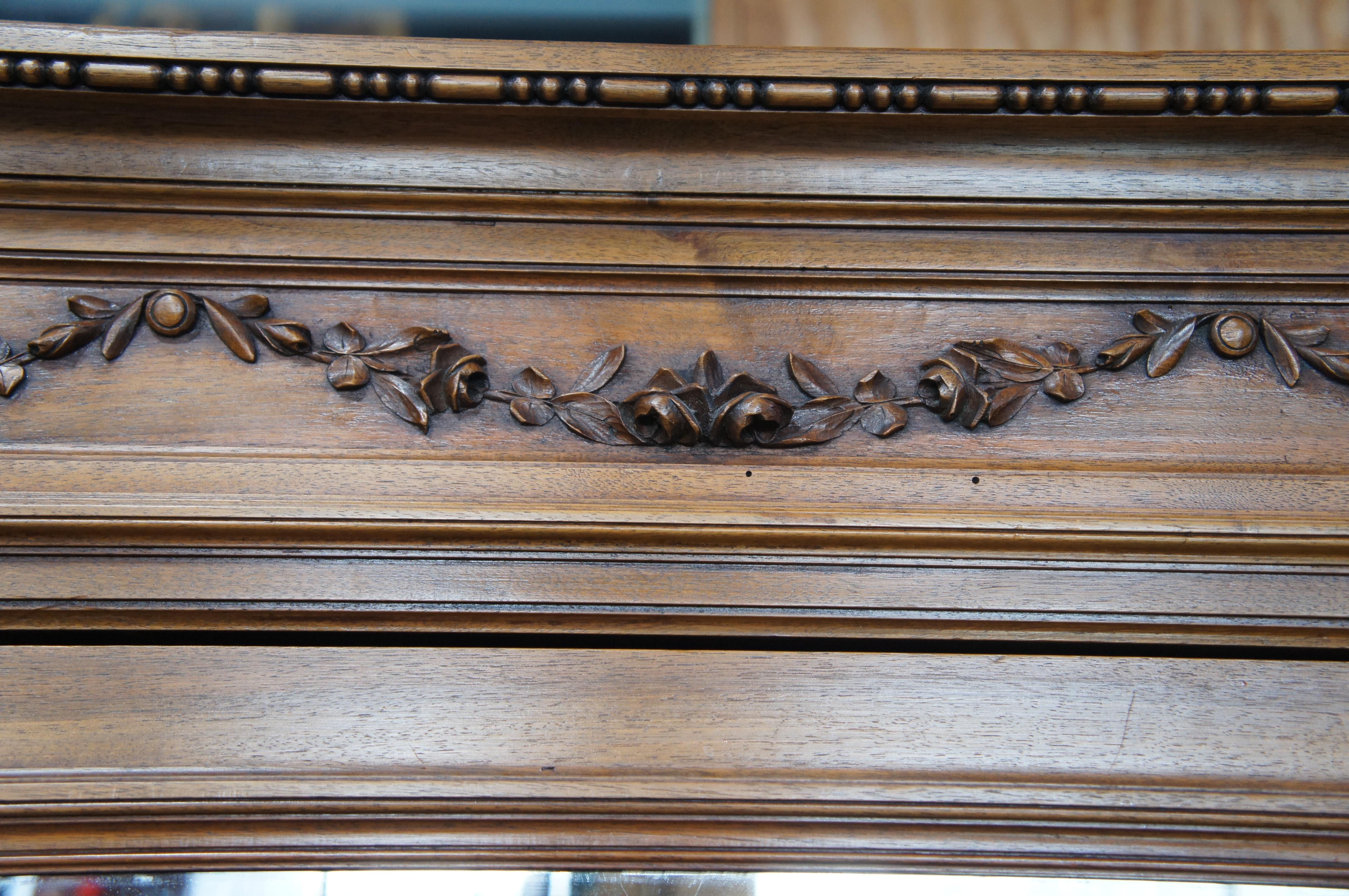 Antique 19th Century French Louis XVI Walnut Carved Armoire Wardrobe Linen Press 1