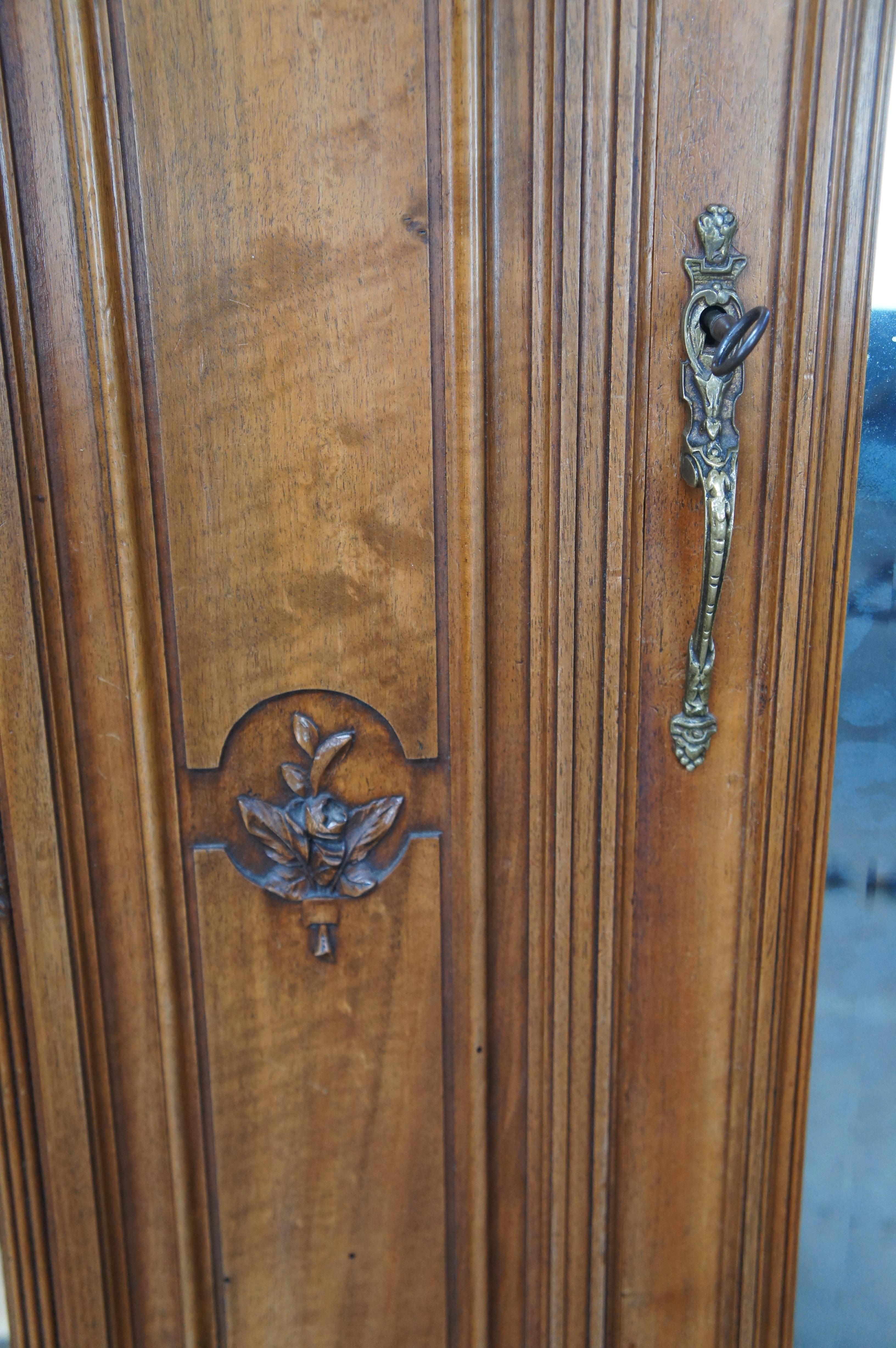 Antique 19th Century French Louis XVI Walnut Carved Armoire Wardrobe Linen Press 2