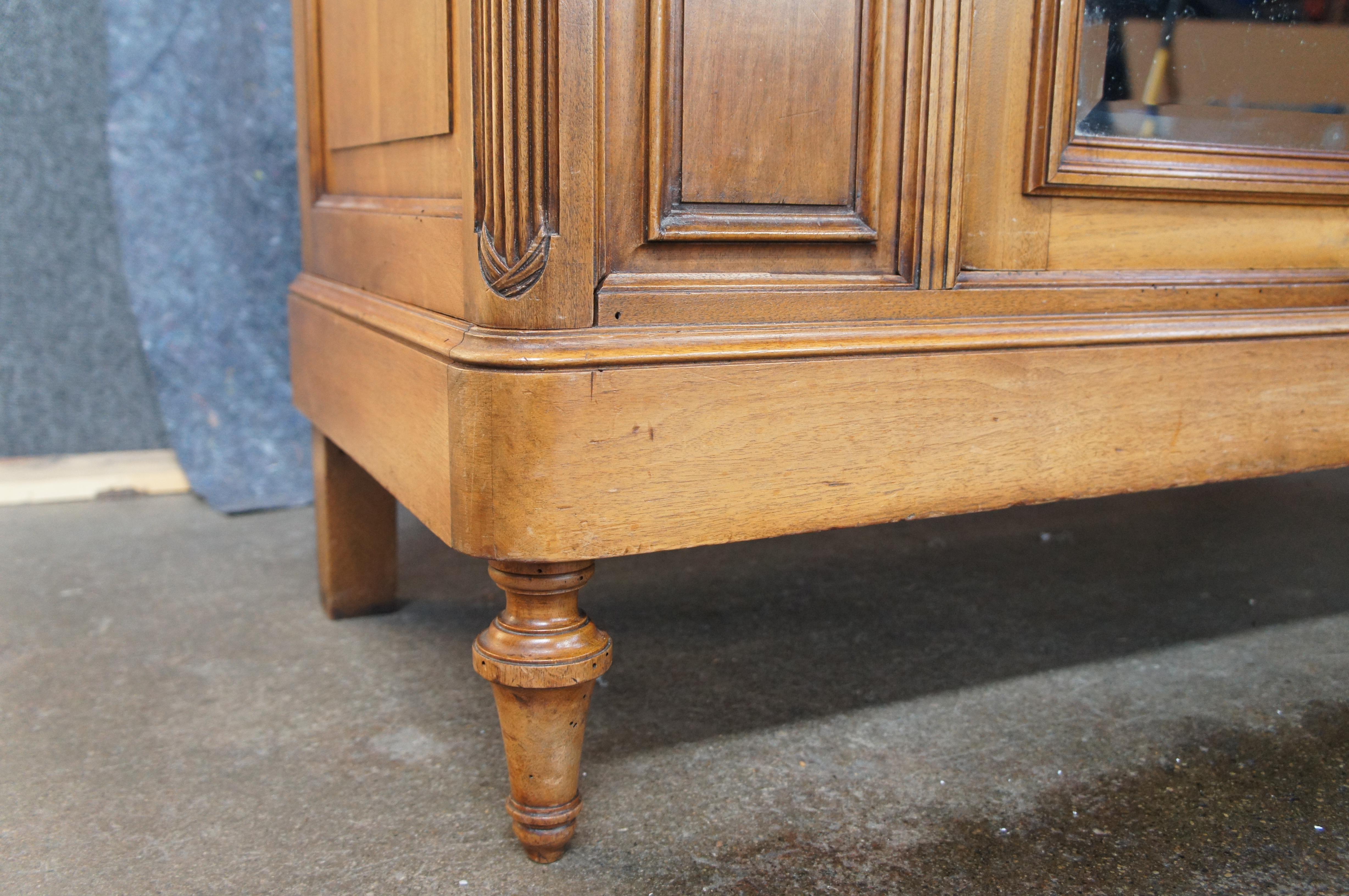 Antique 19th Century French Louis XVI Walnut Carved Armoire Wardrobe Linen Press 3