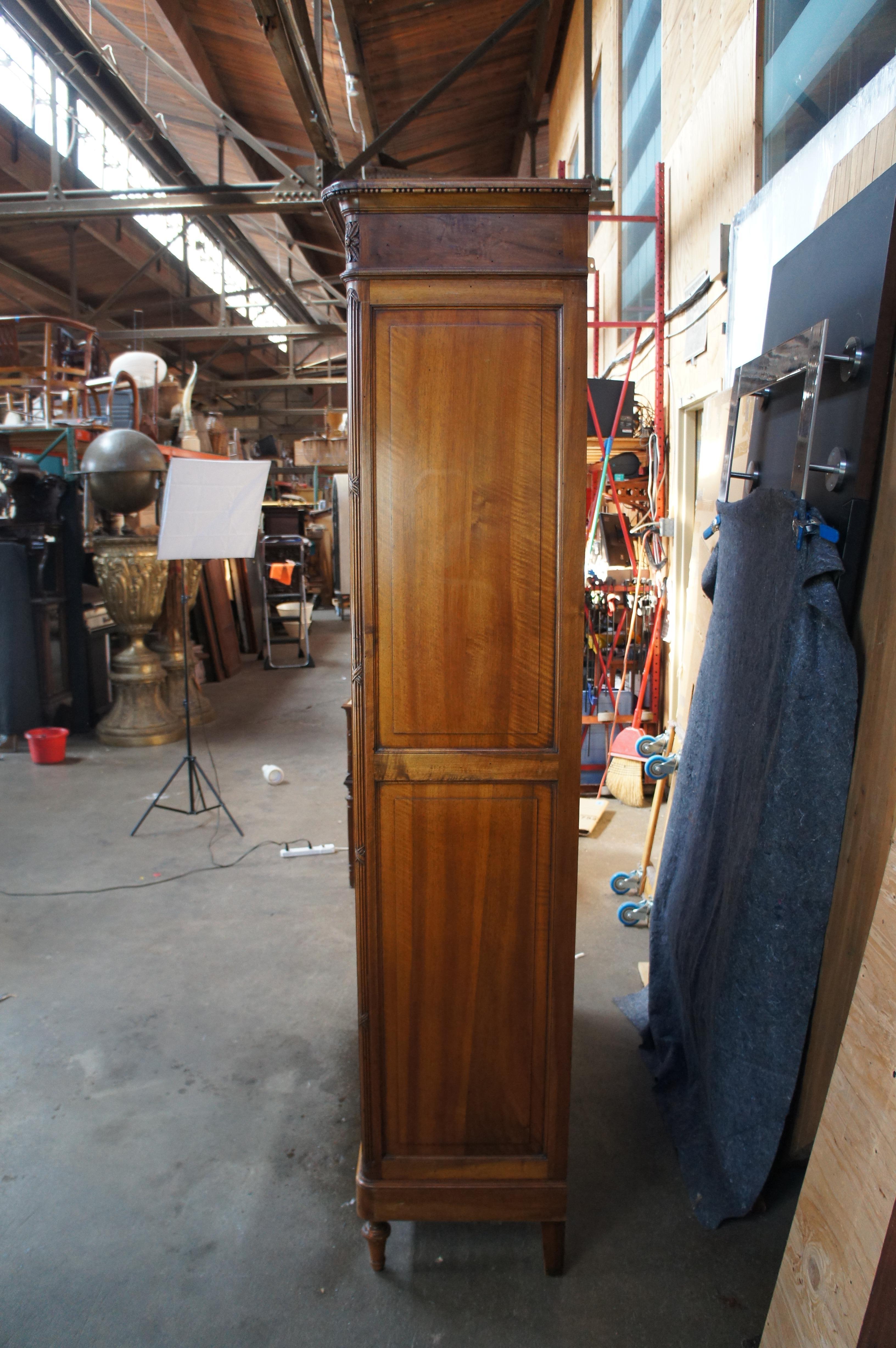 Antique 19th Century French Louis XVI Walnut Carved Armoire Wardrobe Linen Press 5