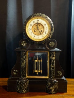 Antique 19th Century French Marble and Bronze Mantle Clock