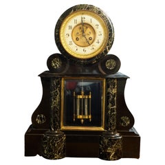 Antique 19th Century French Marble and Bronze Mantle Clock