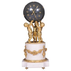 Horloge à globe figuratif en marbre français du 19ème siècle par Vincenti et Cie