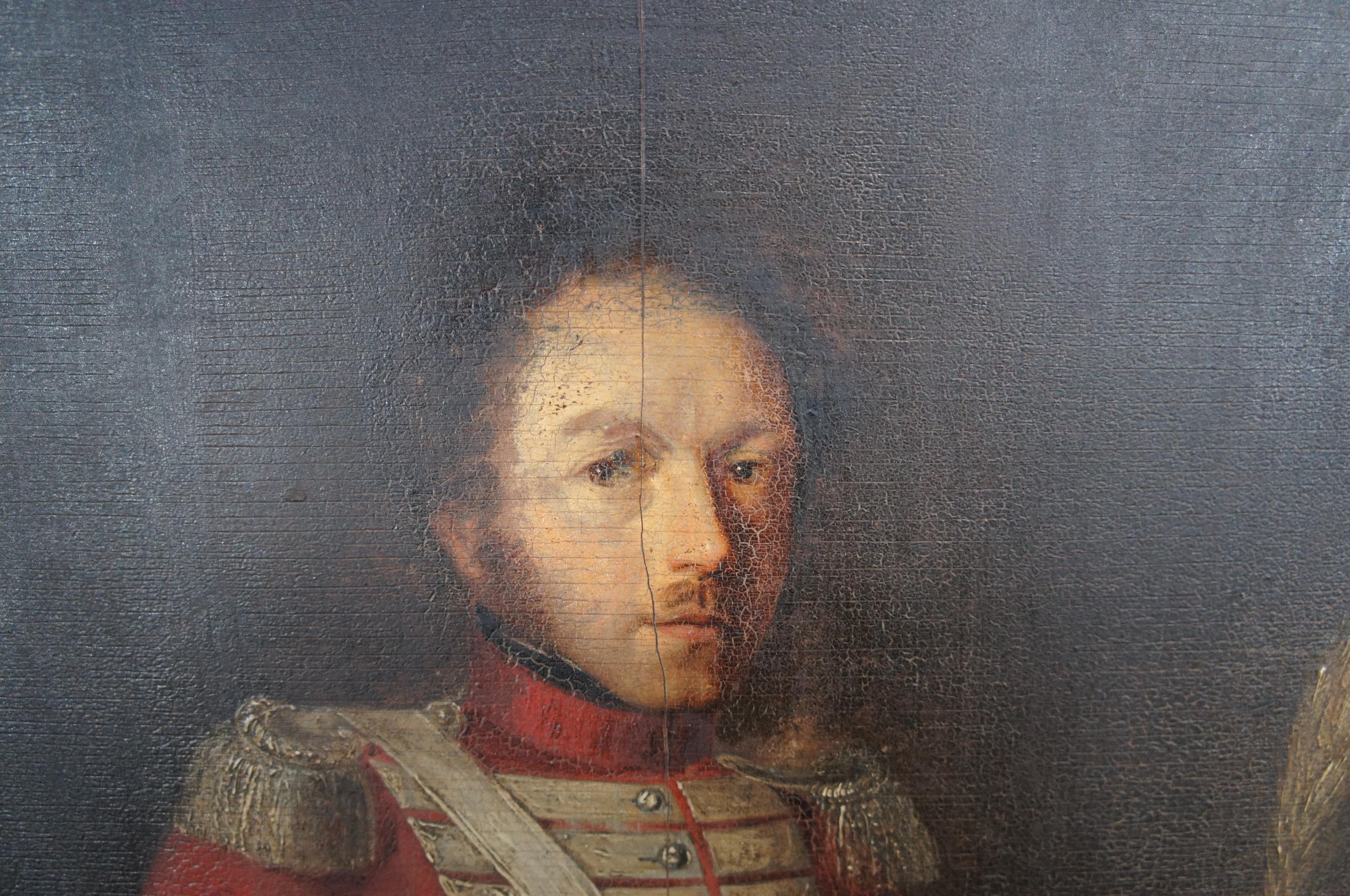 Antique 19th Century French Military Officer Portrait Oil Painting on Board 2