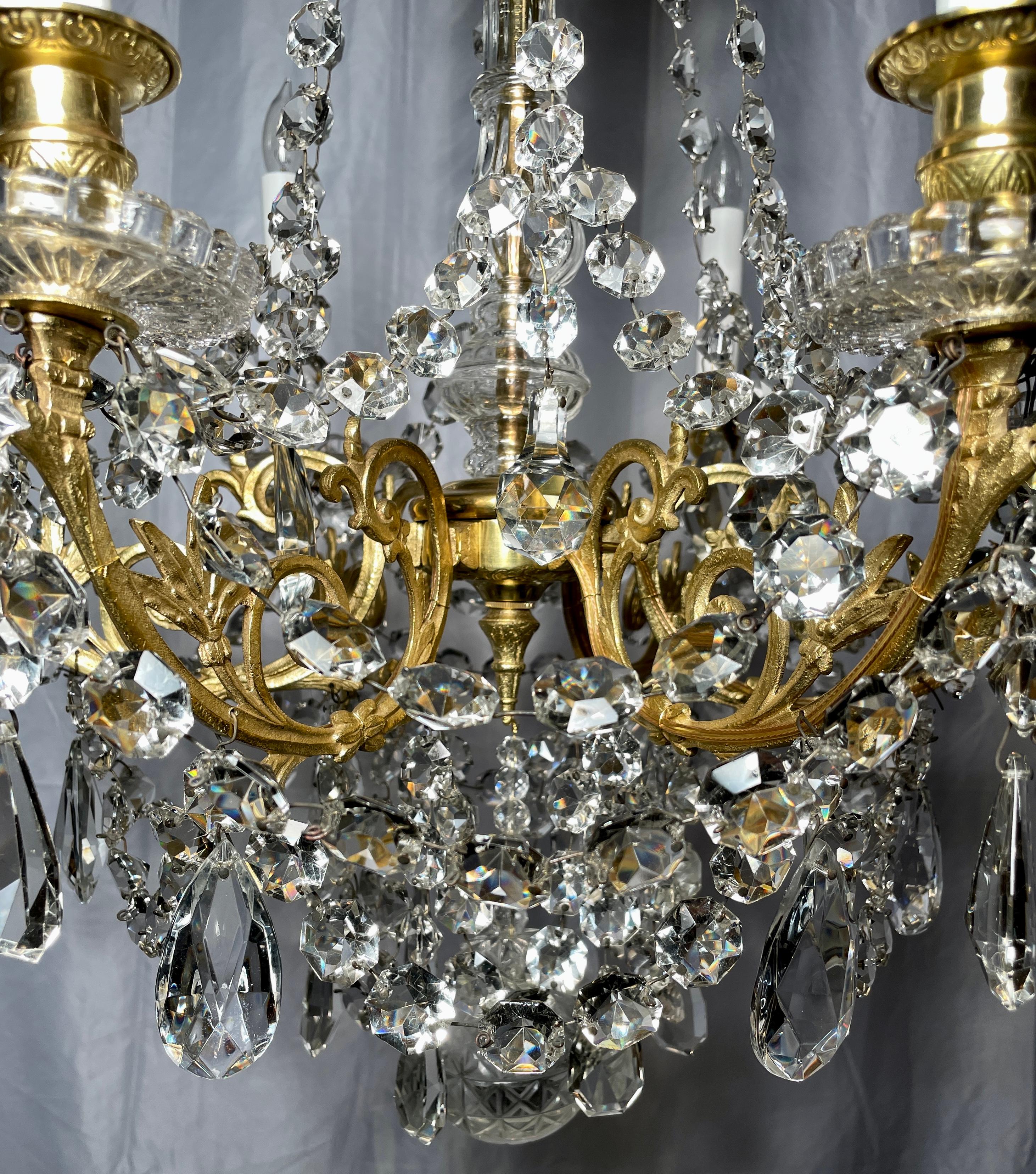 Antique 19th Century French Napoleon III Bronze D' Ore and Crystal Chandelier  For Sale 2