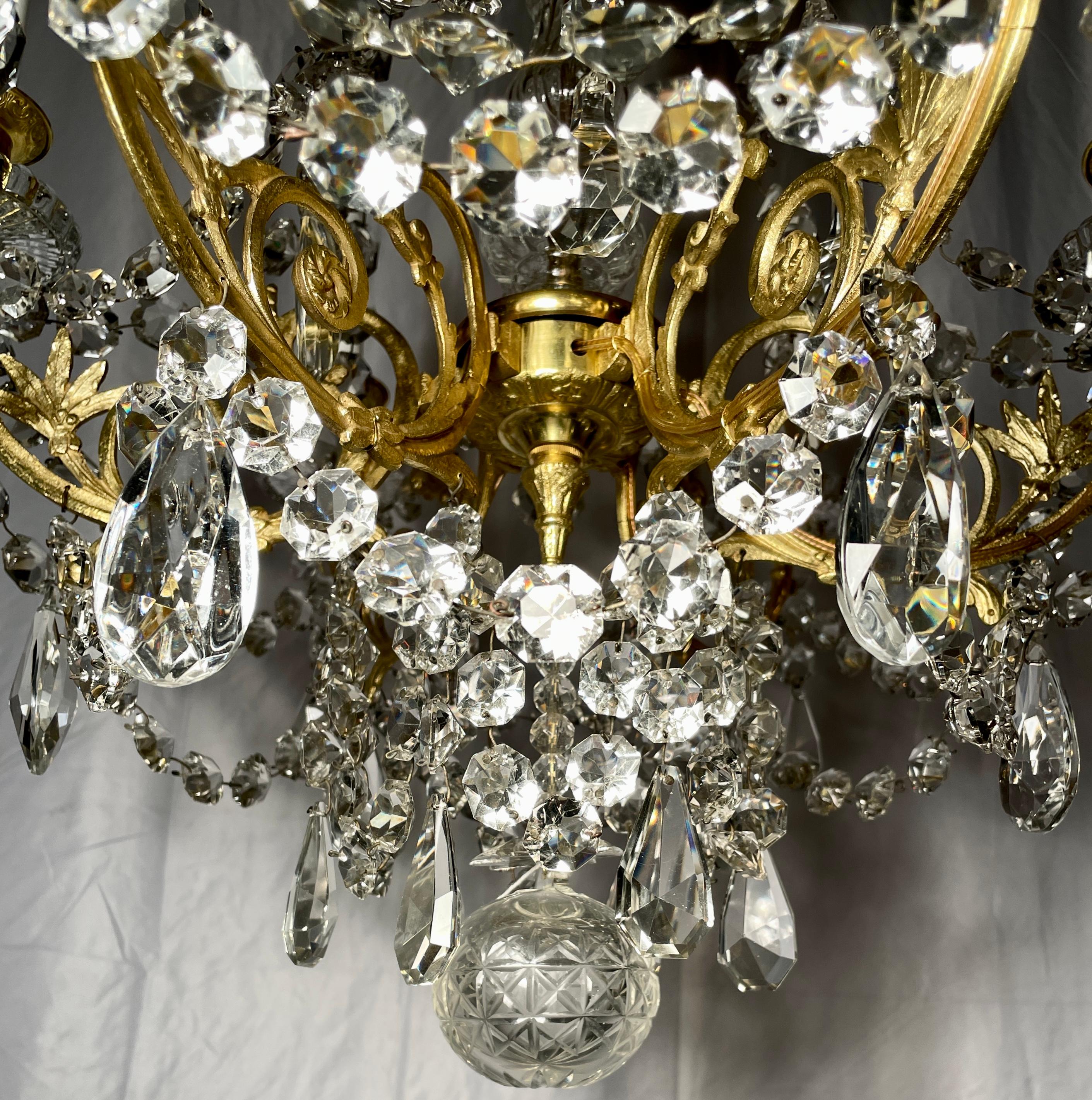 Antique 19th Century French Napoleon III Bronze D' Ore and Crystal Chandelier  For Sale 5