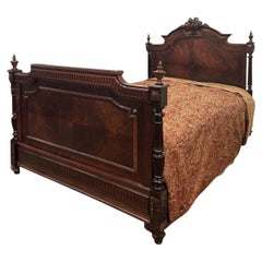 Antique 19th Century French Napoleon III Period Rosewood Bed Frame