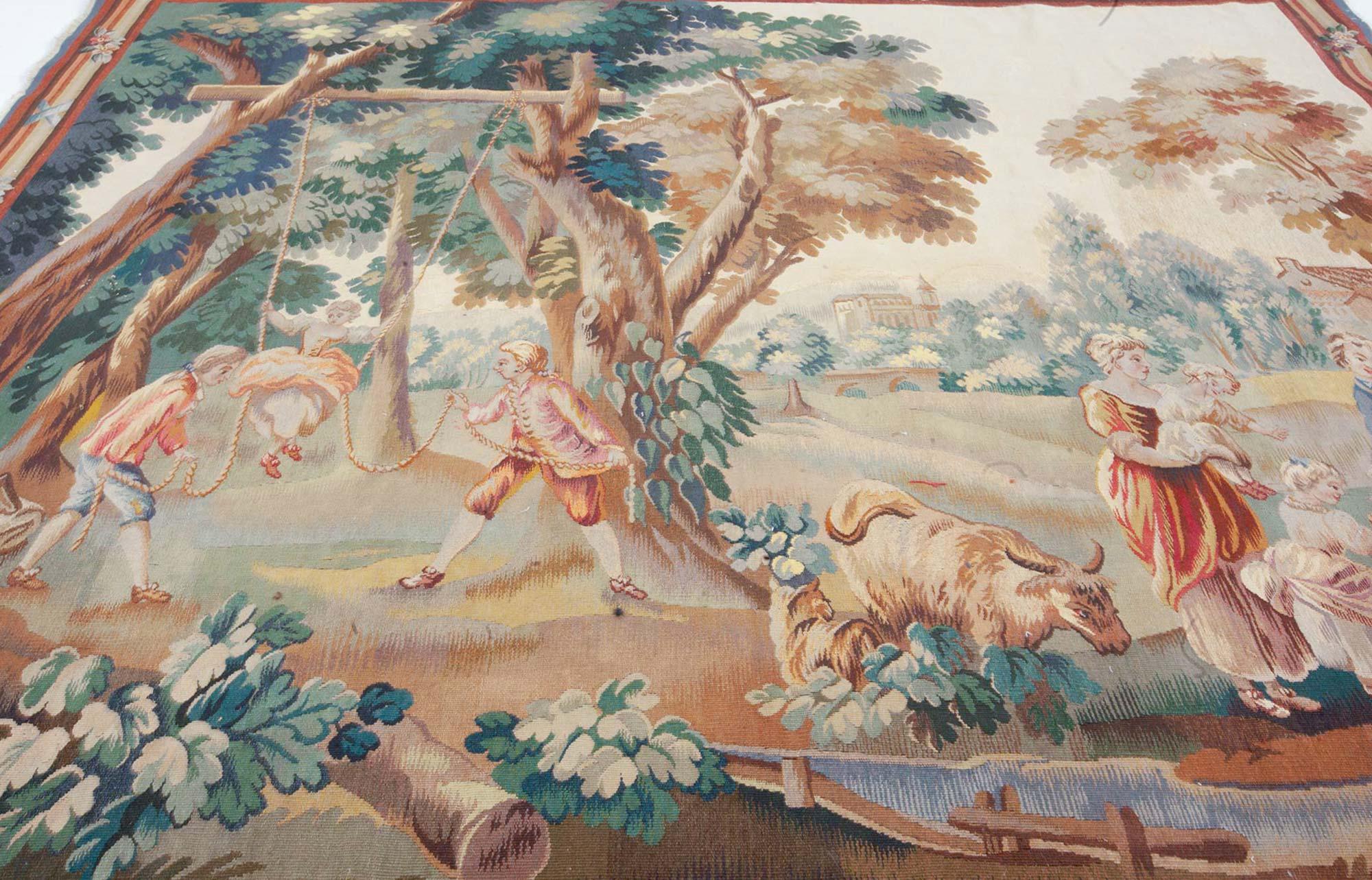 Antique 19th Century French Needlepoint Tapestry Doris Leslie Blau (19. Jahrhundert) im Angebot