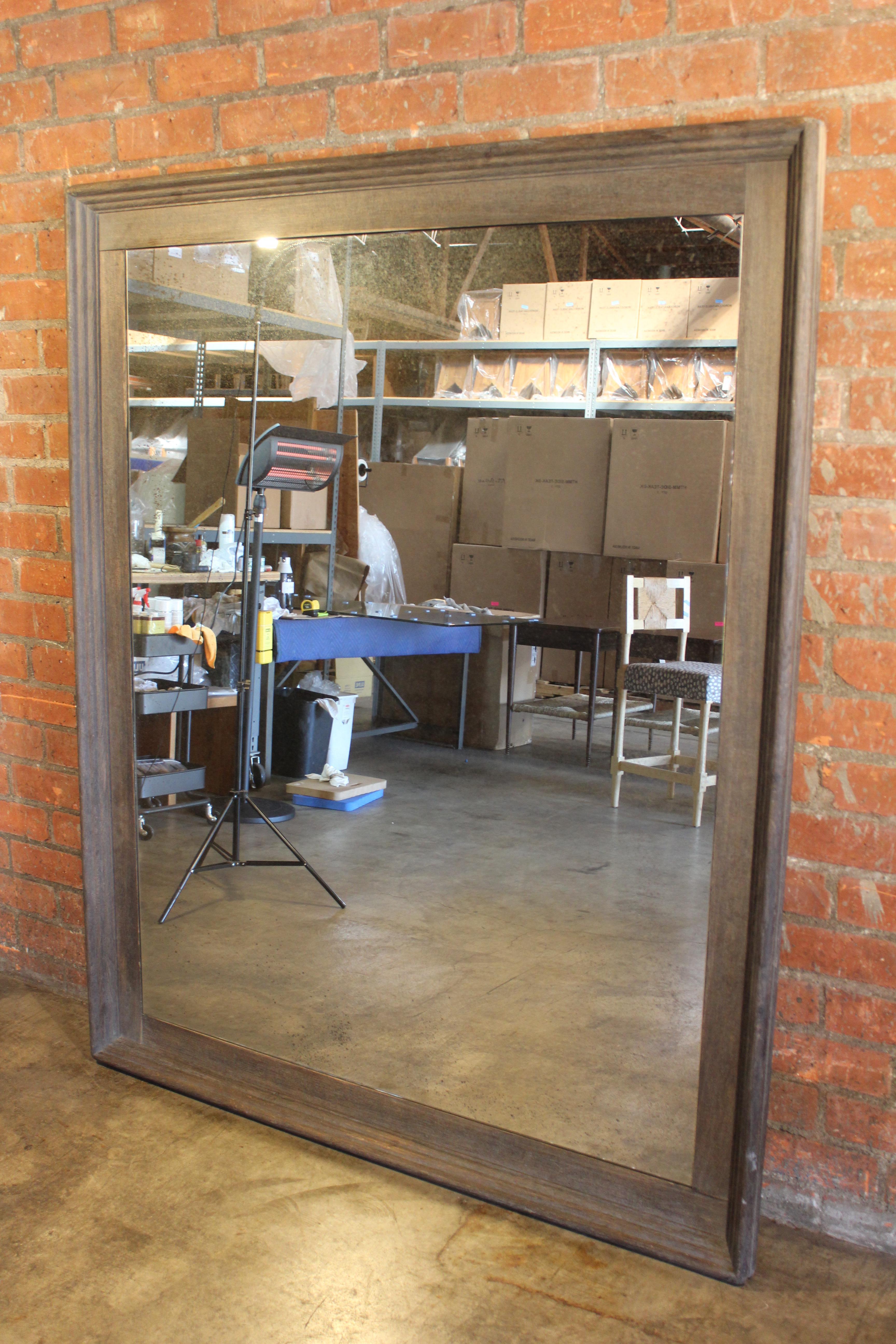 An impressive antique 19th century oak framed mirror in original finish. New antique mirror. Can be used as a leaning floor mirror or hung up on a wall.
Wonderful condition with age appropriate patina to the wood frame.