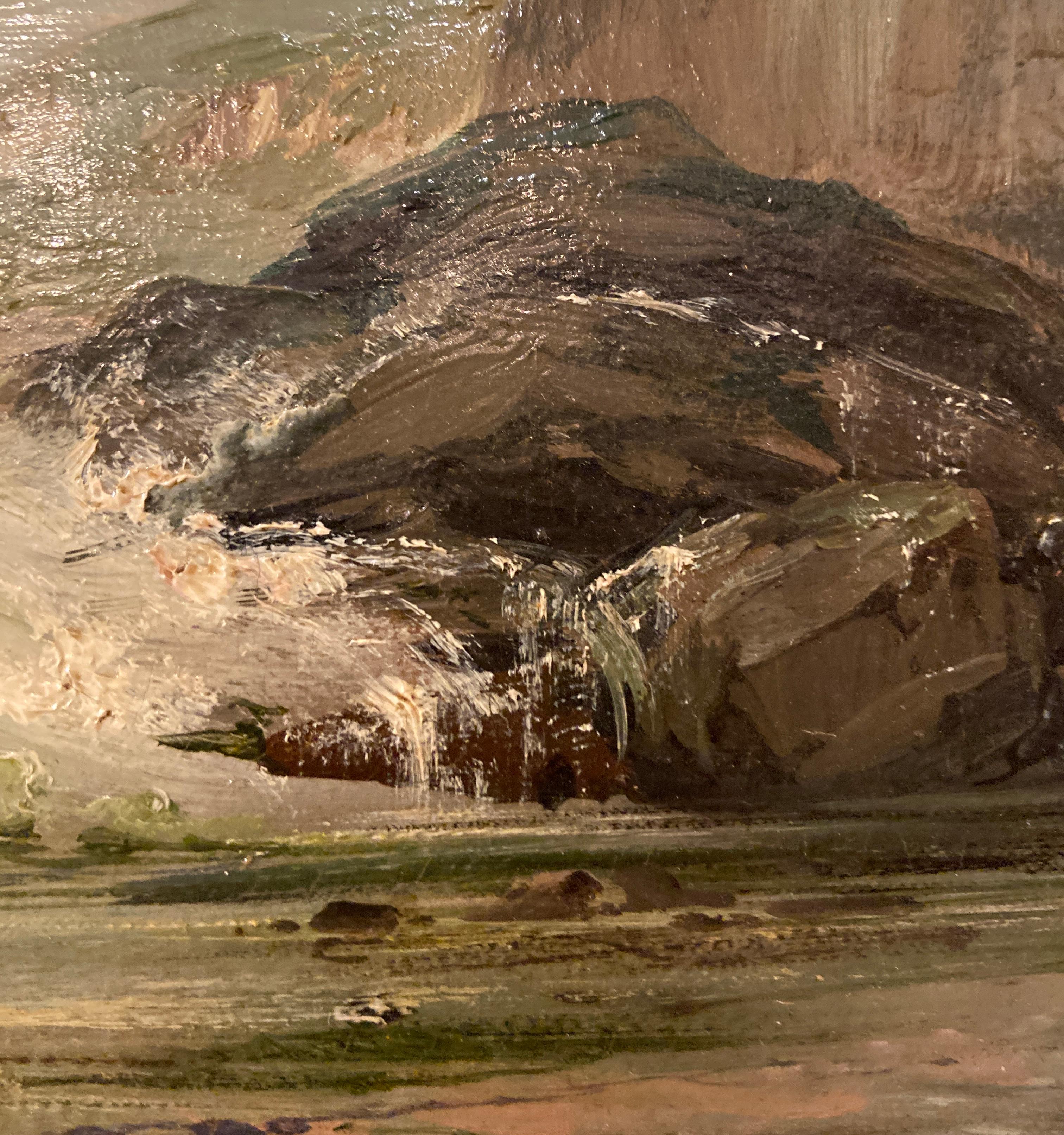 Antikes französisches gerahmtes maritimes Gemälde, Öl auf Leinwand, 19. Jahrhundert (Farbe) im Angebot
