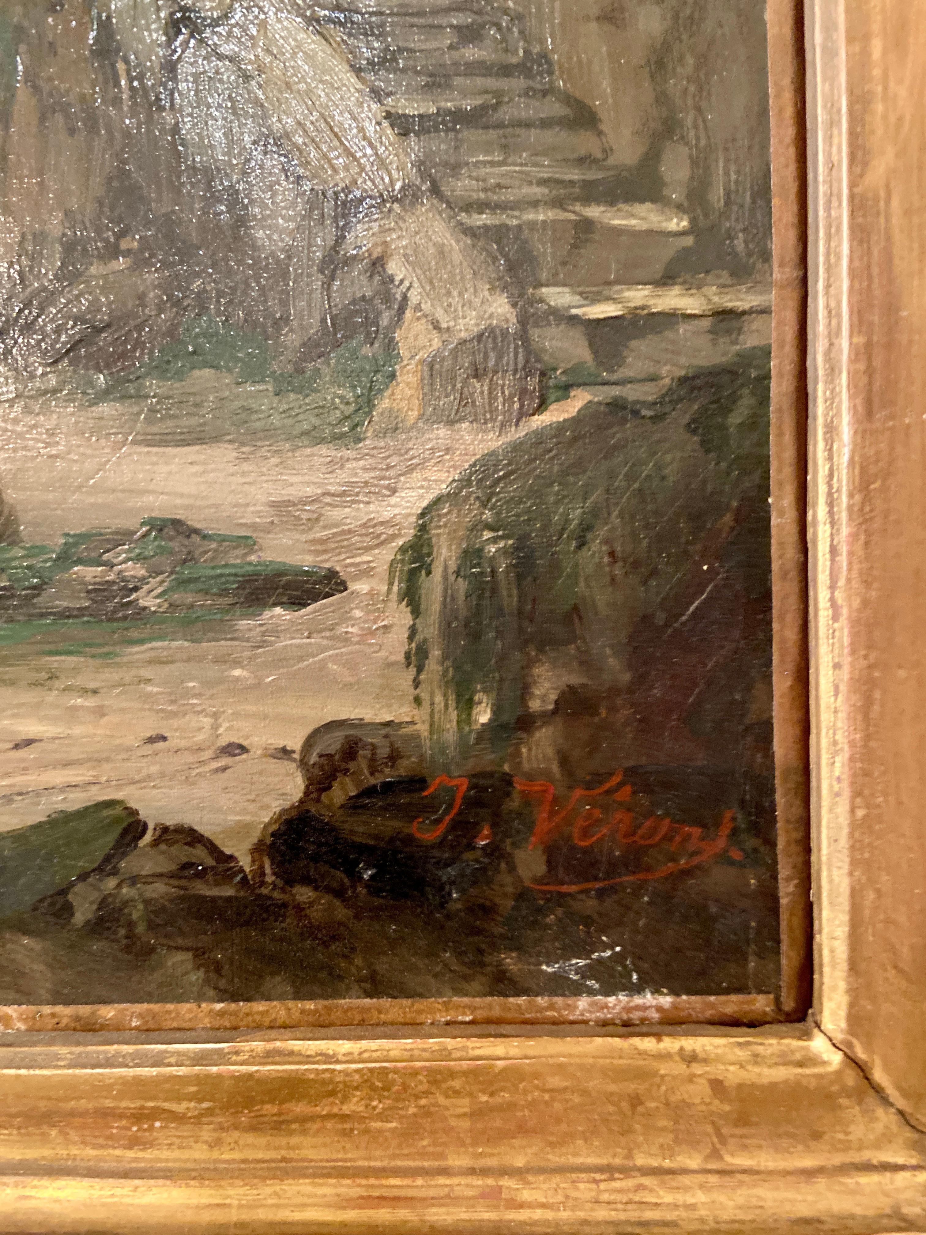 Ancienne peinture maritime française du 19ème siècle, huile sur toile encadrée en vente 1