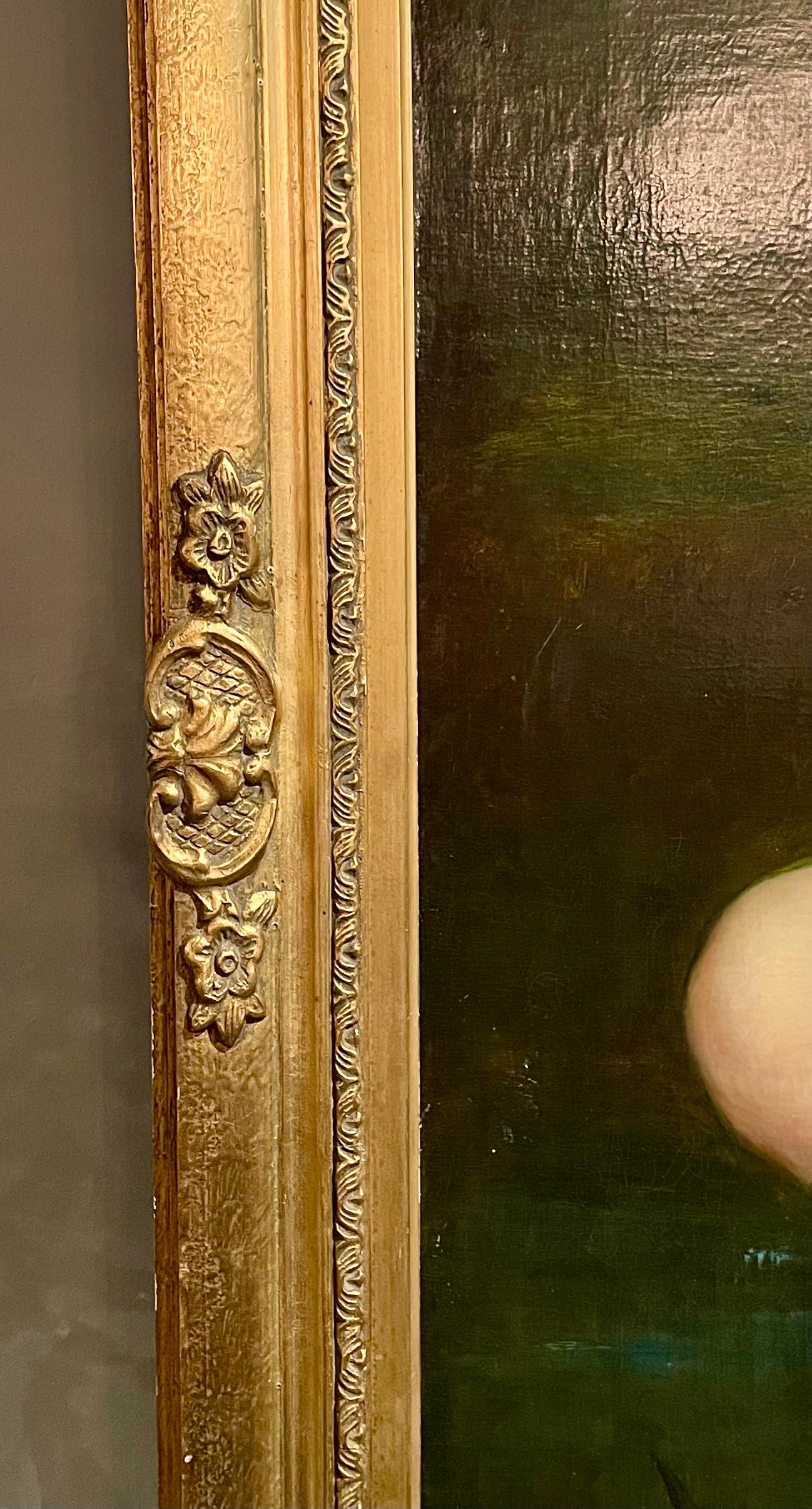 Antique French 19. Jahrhundert Öl auf Leinwand Gemälde von A. Serres, Venus & Amor. (Französisch) im Angebot
