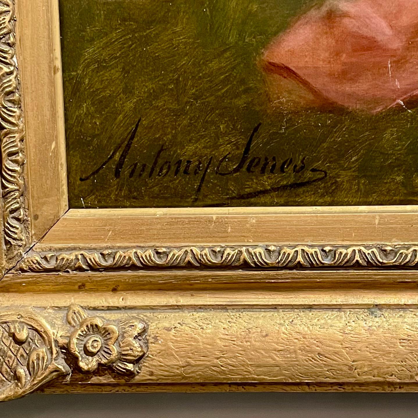 Antique French 19. Jahrhundert Öl auf Leinwand Gemälde von A. Serres, Venus & Amor. im Angebot 3