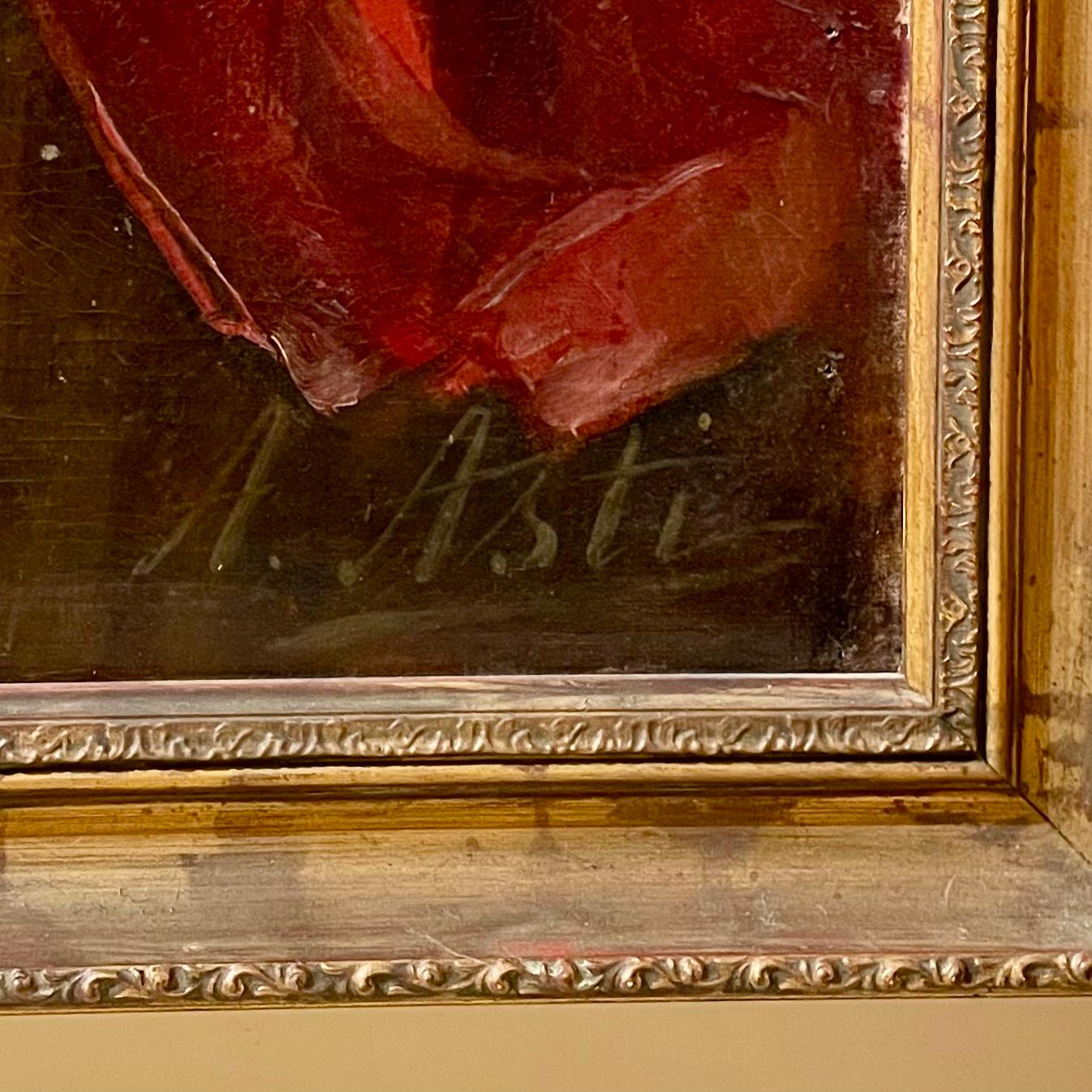 Antique 19th Century French Oil on Canvas Painting by Asti, Portrait einer Dame im Zustand „Gut“ im Angebot in New Orleans, LA