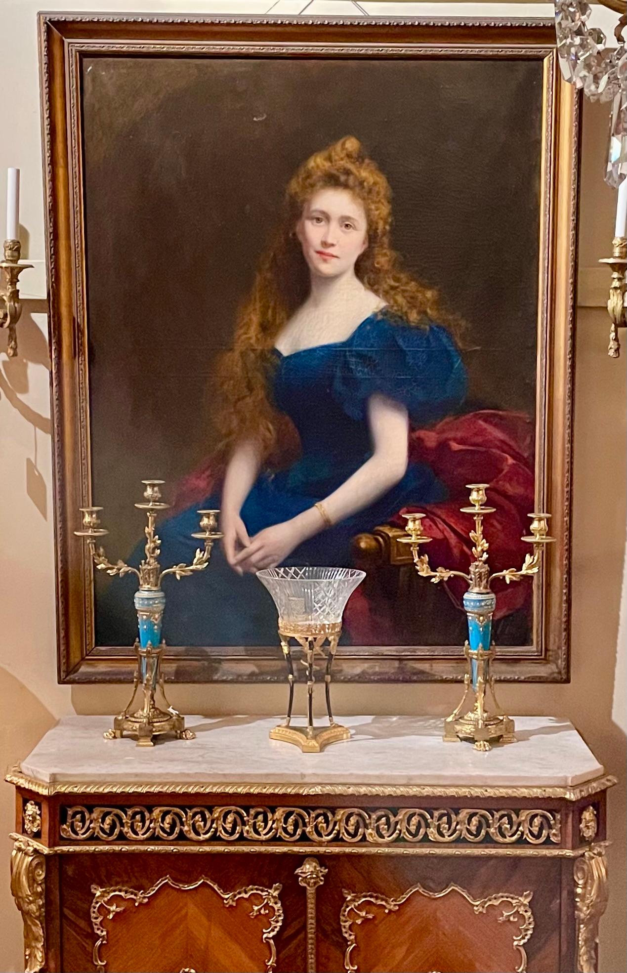Antique 19th Century French Oil on Canvas Painting by Asti, Portrait einer Dame (Leinwand) im Angebot