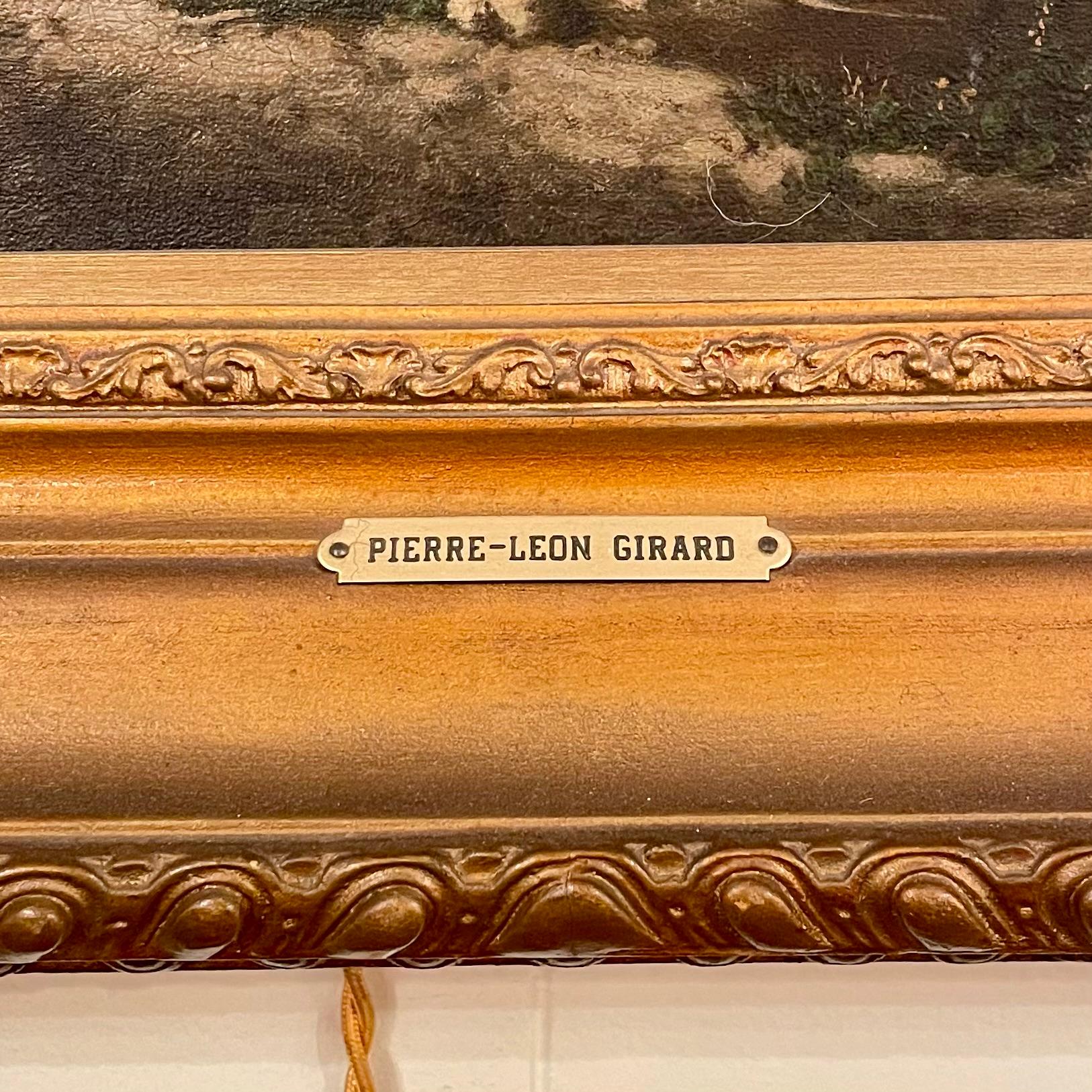 Antique peinture à l'huile sur toile française du 19ème siècle signée 